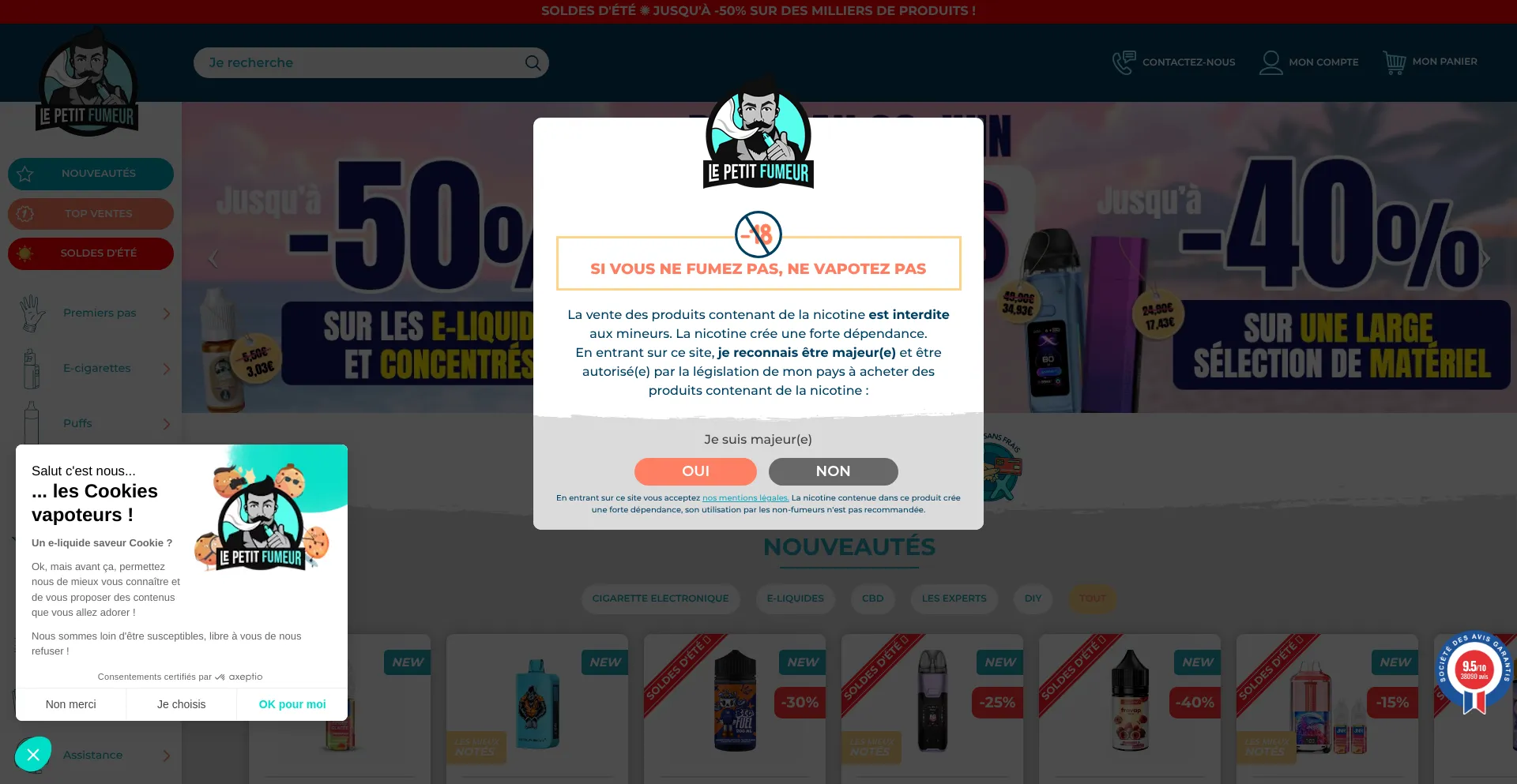 Website screenshot of Lepetitfumeur.fr