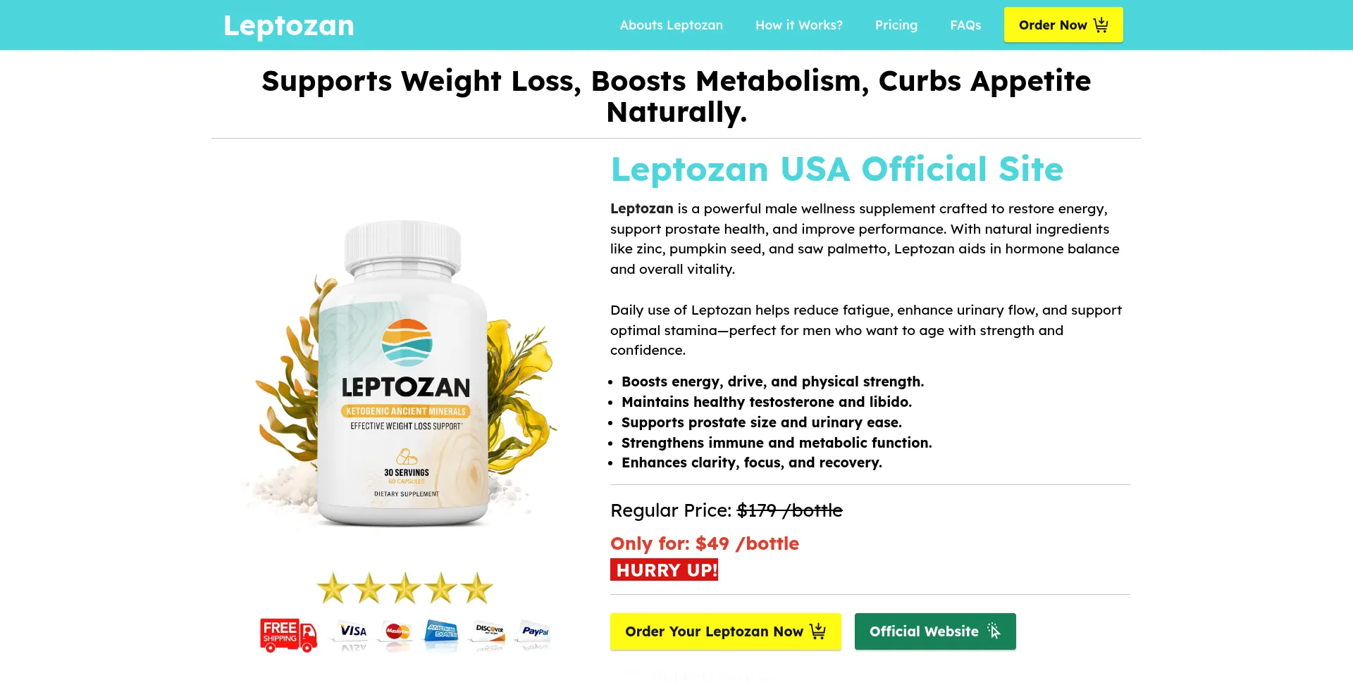 Website screenshot of Leptozan--us.com