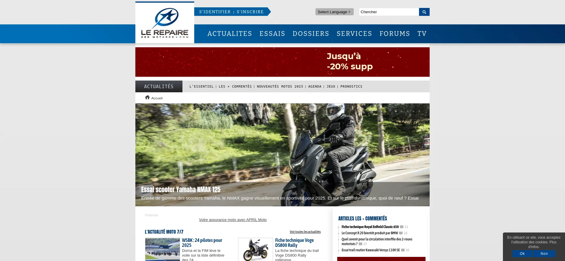 Website screenshot of Lerepairedesmotards.com