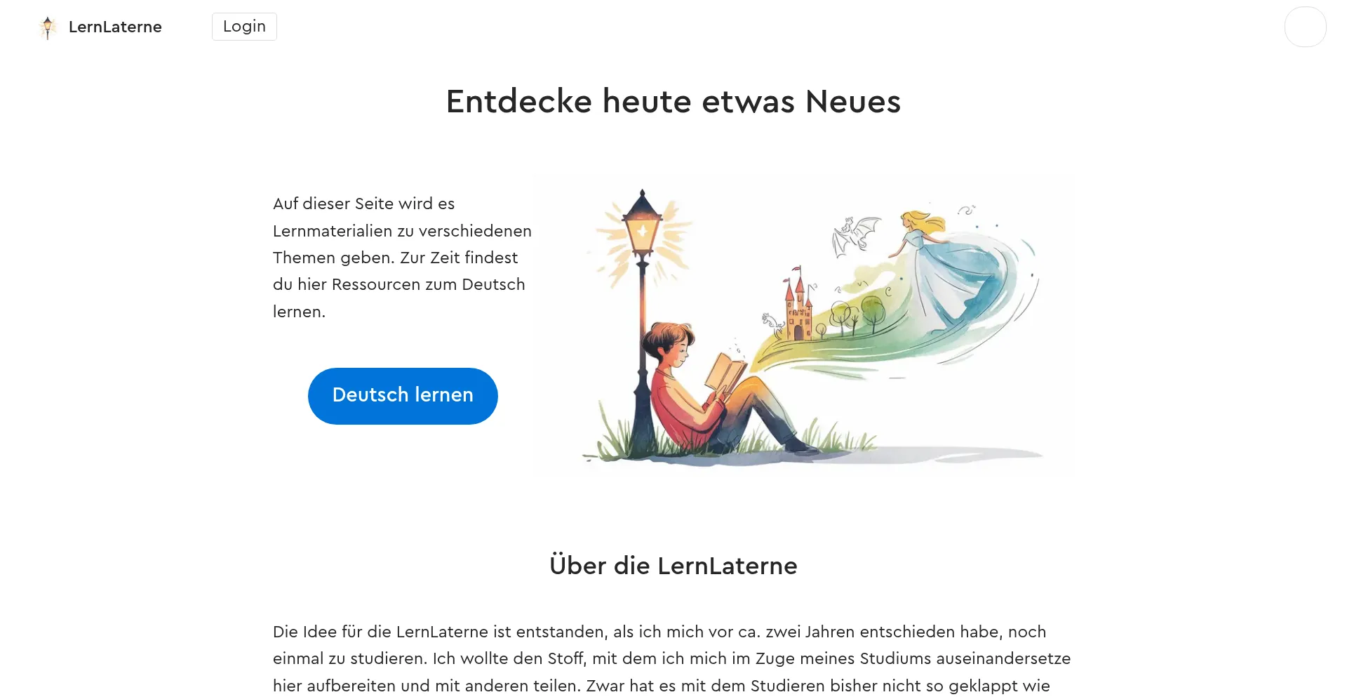 Website screenshot of Lernlaterne.de