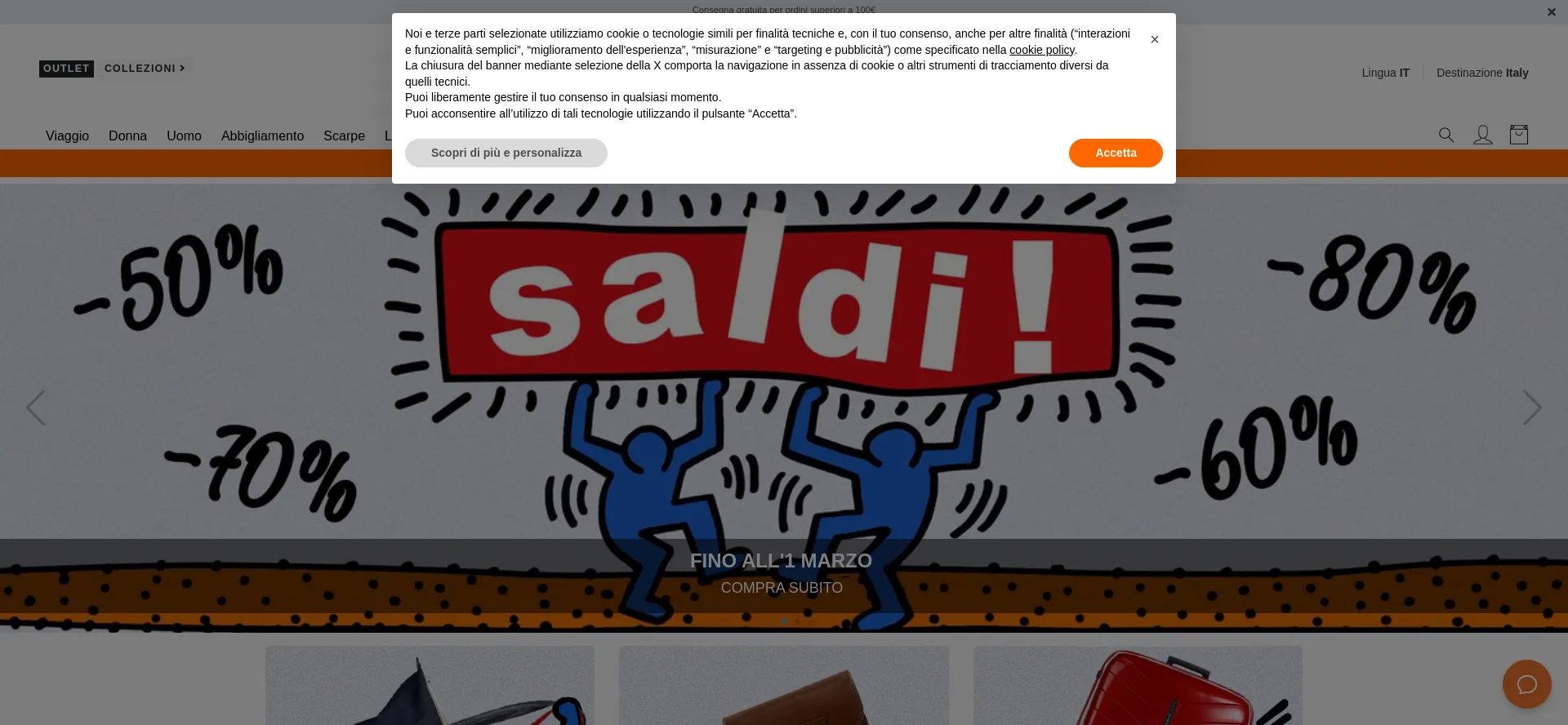 Website screenshot of Lesacoutlet.it
