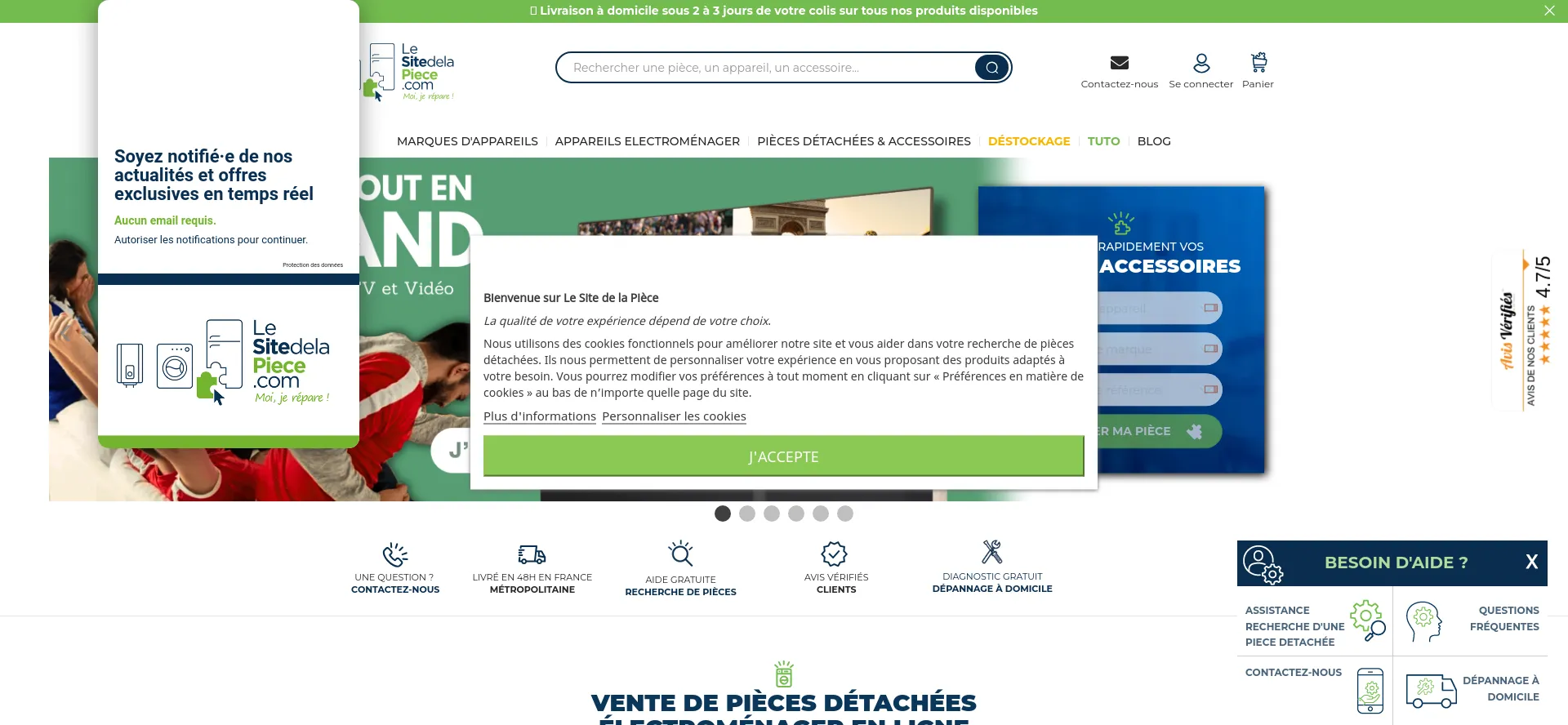 Website screenshot of Lesitedelapiece.com