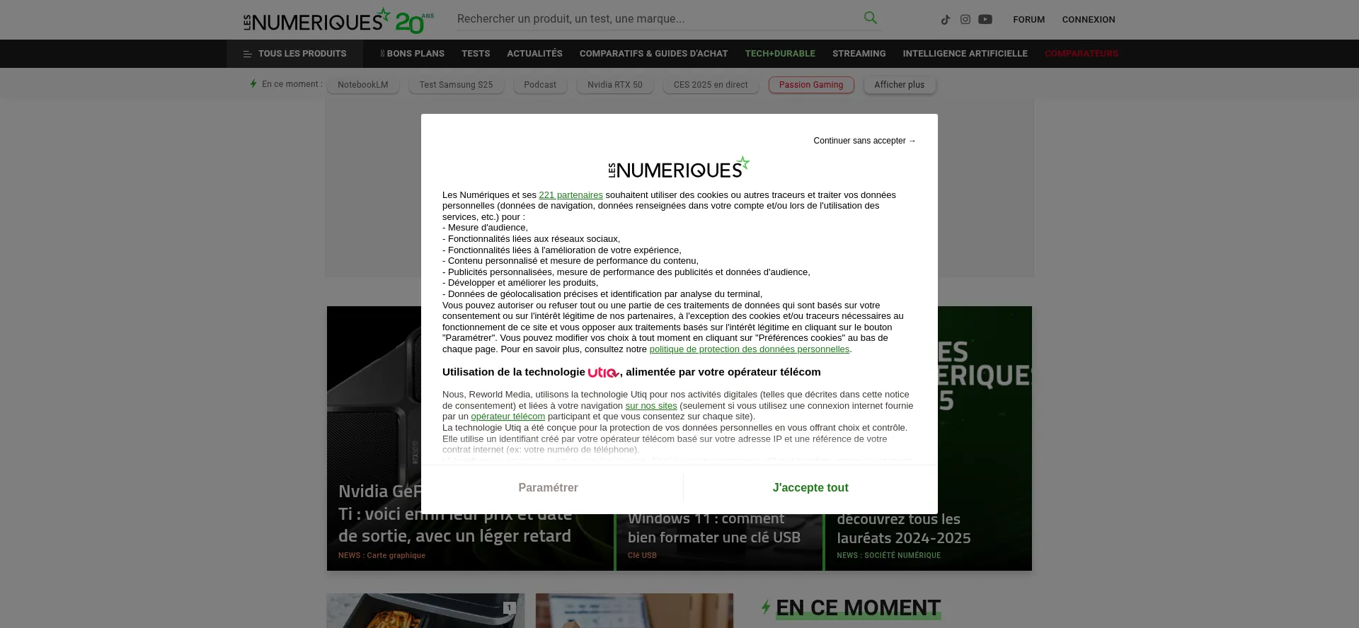 Website screenshot of Lesnumeriques.com