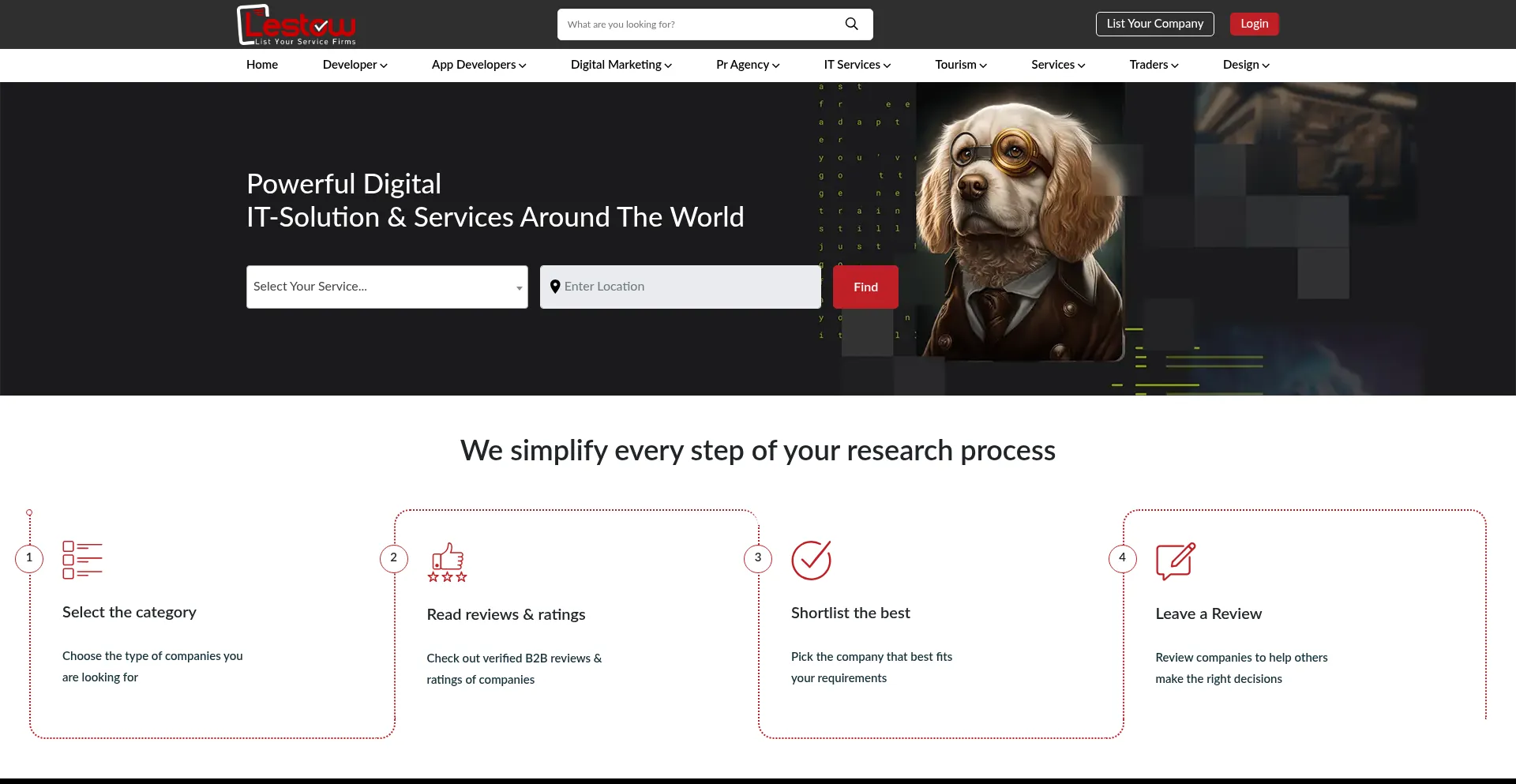 Website screenshot of Lestow.com