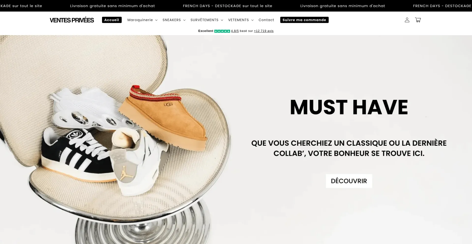 Website screenshot of Lesventesprivees-officiel.store
