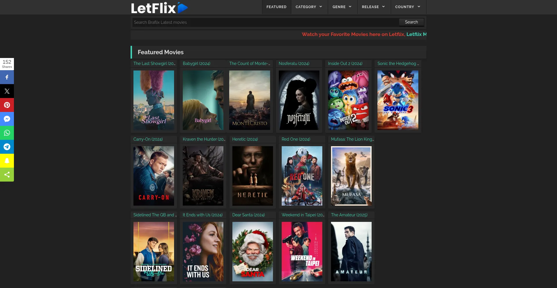 Website screenshot of Letflix.store
