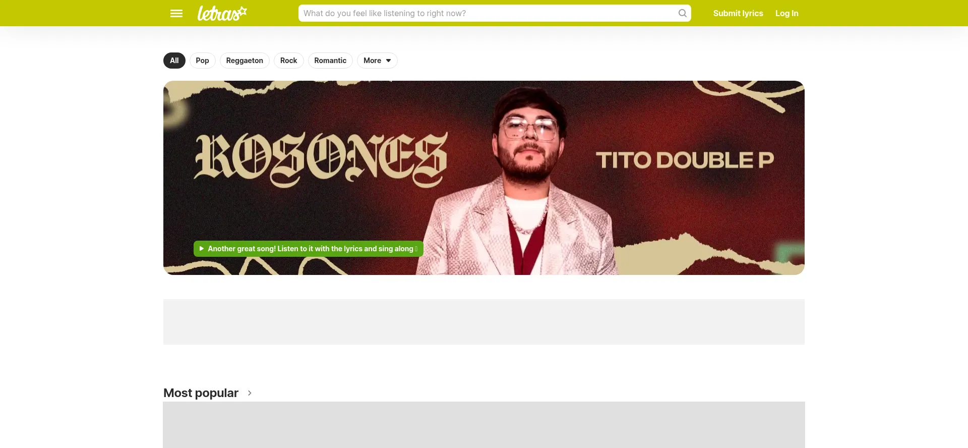 Website screenshot of Letras.com