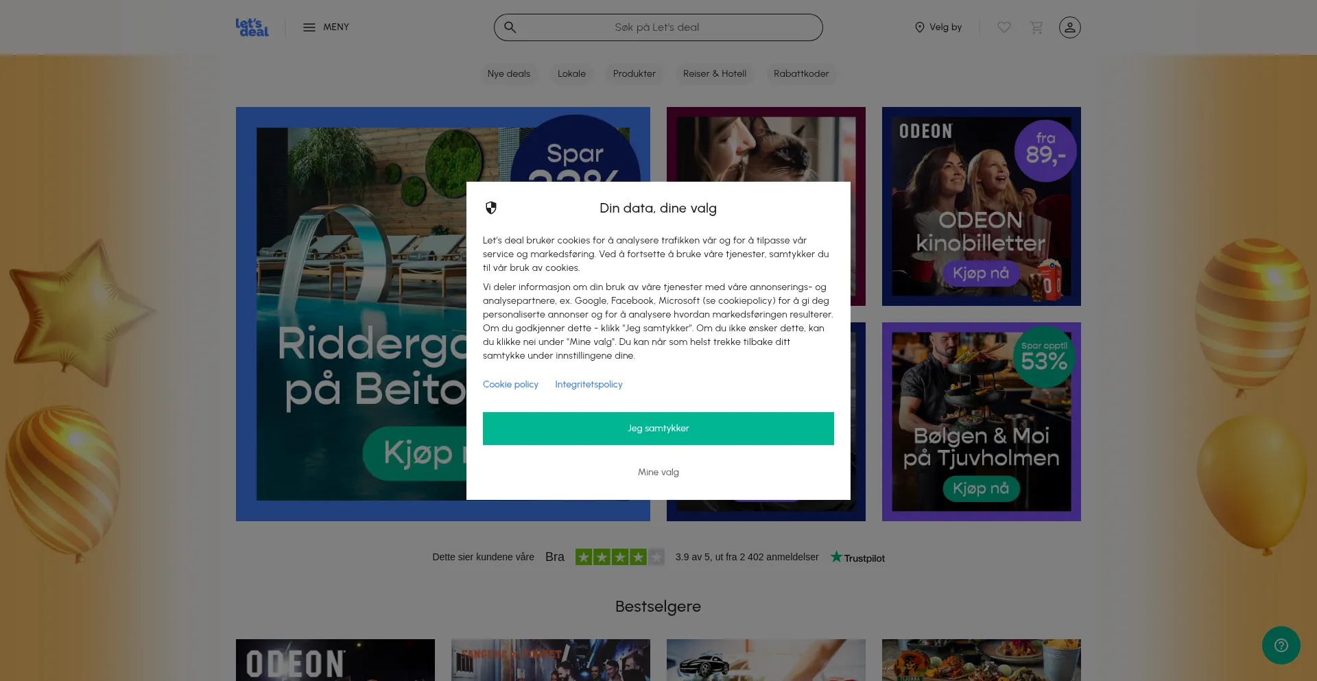 Website screenshot of Letsdeal.no