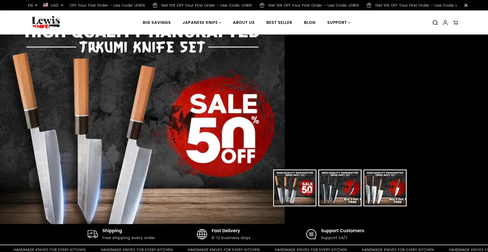 Website screenshot of Lewisknife.com