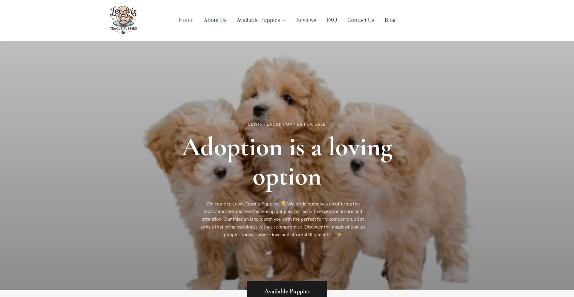 Website screenshot of Lewispuppies.com