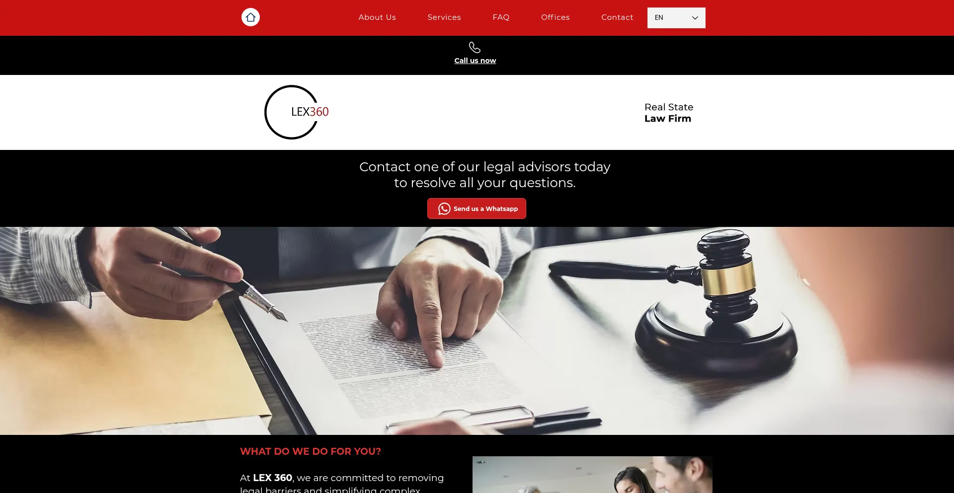Website screenshot of Lex360.legal