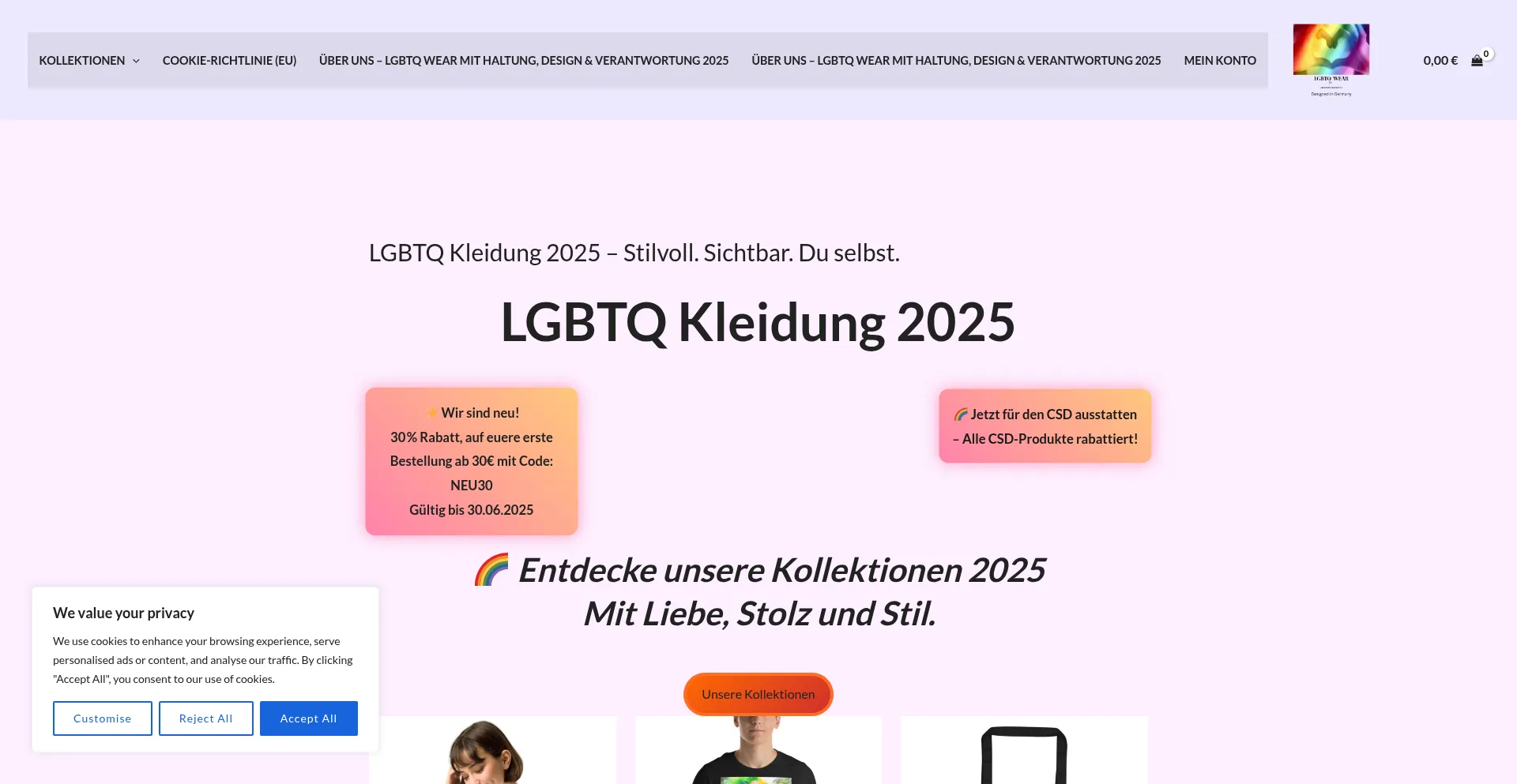 Website screenshot of Lgbtqwear.shop