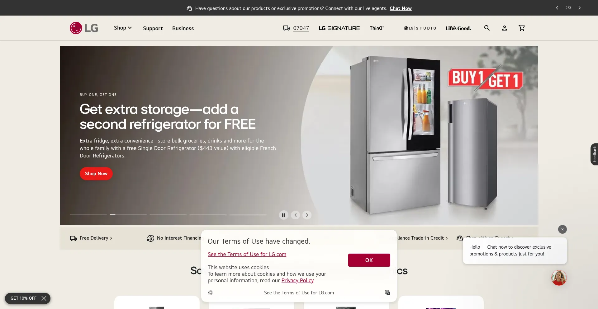 Website screenshot of Lge.com