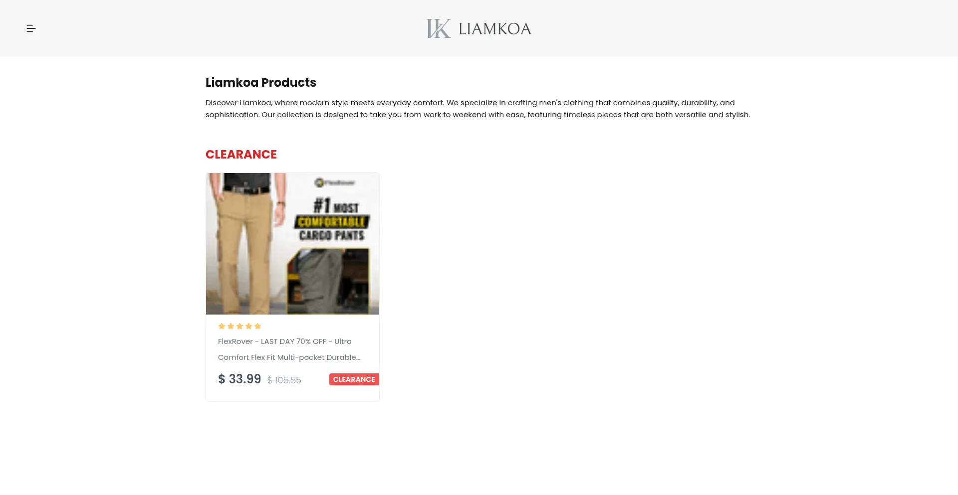 Website screenshot of Liamkoa.com