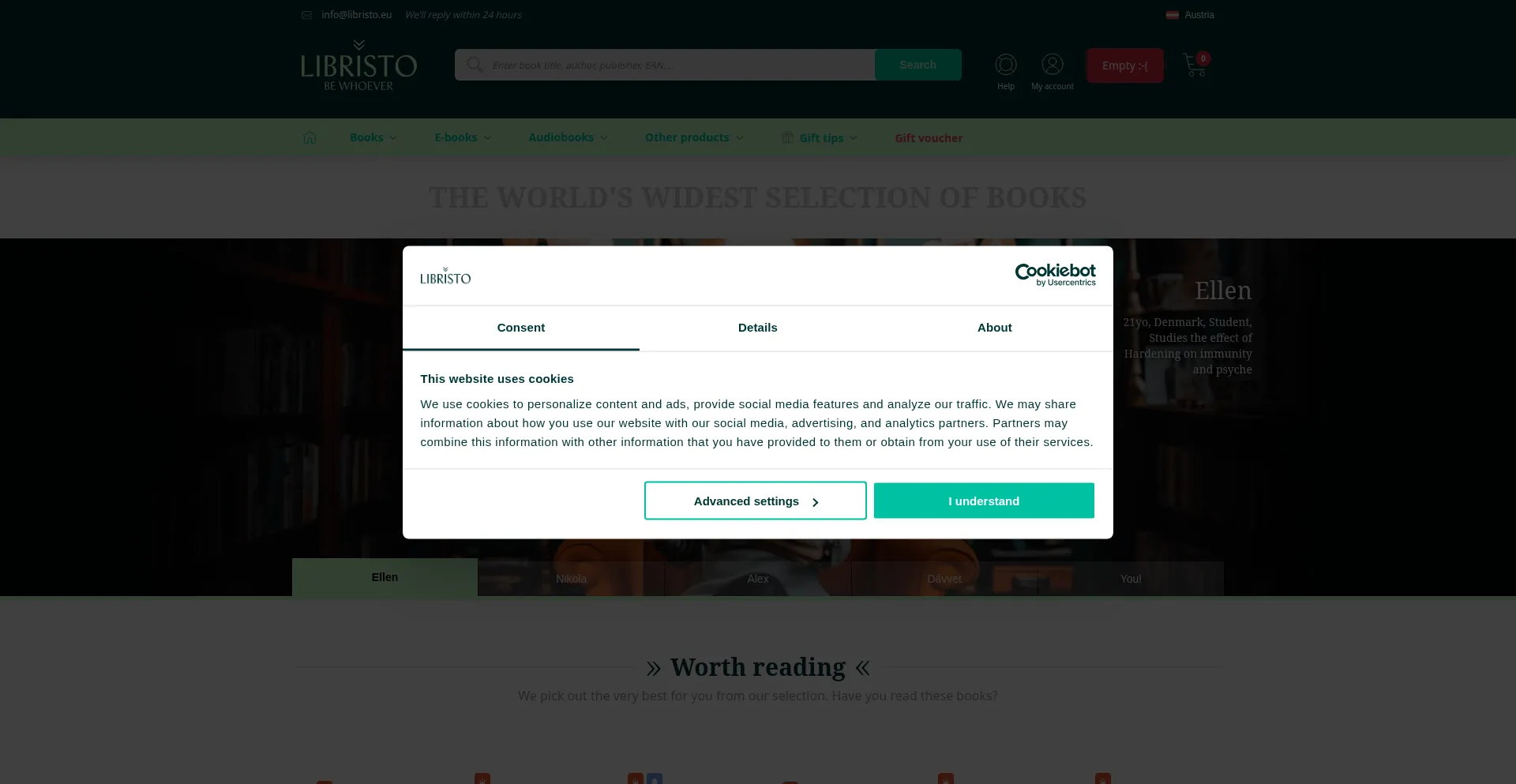 Website screenshot of Libristo.eu