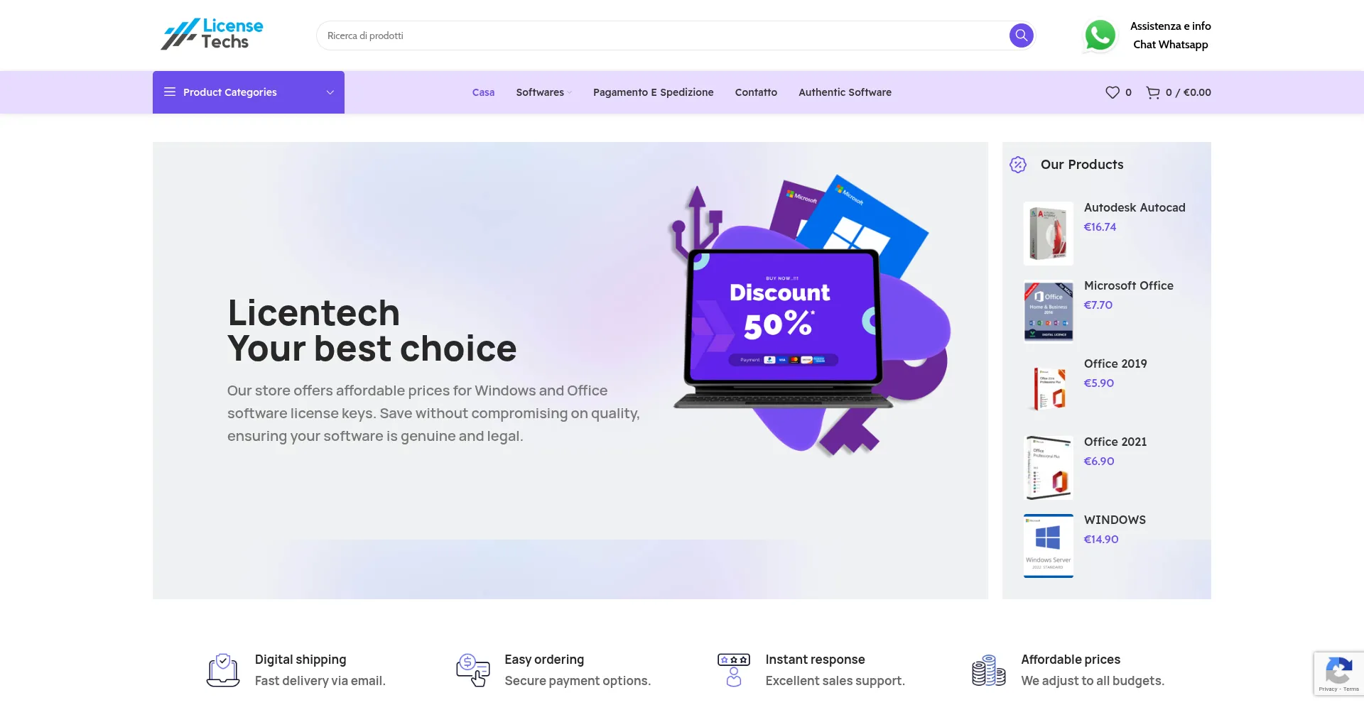Website screenshot of Licentechs.com