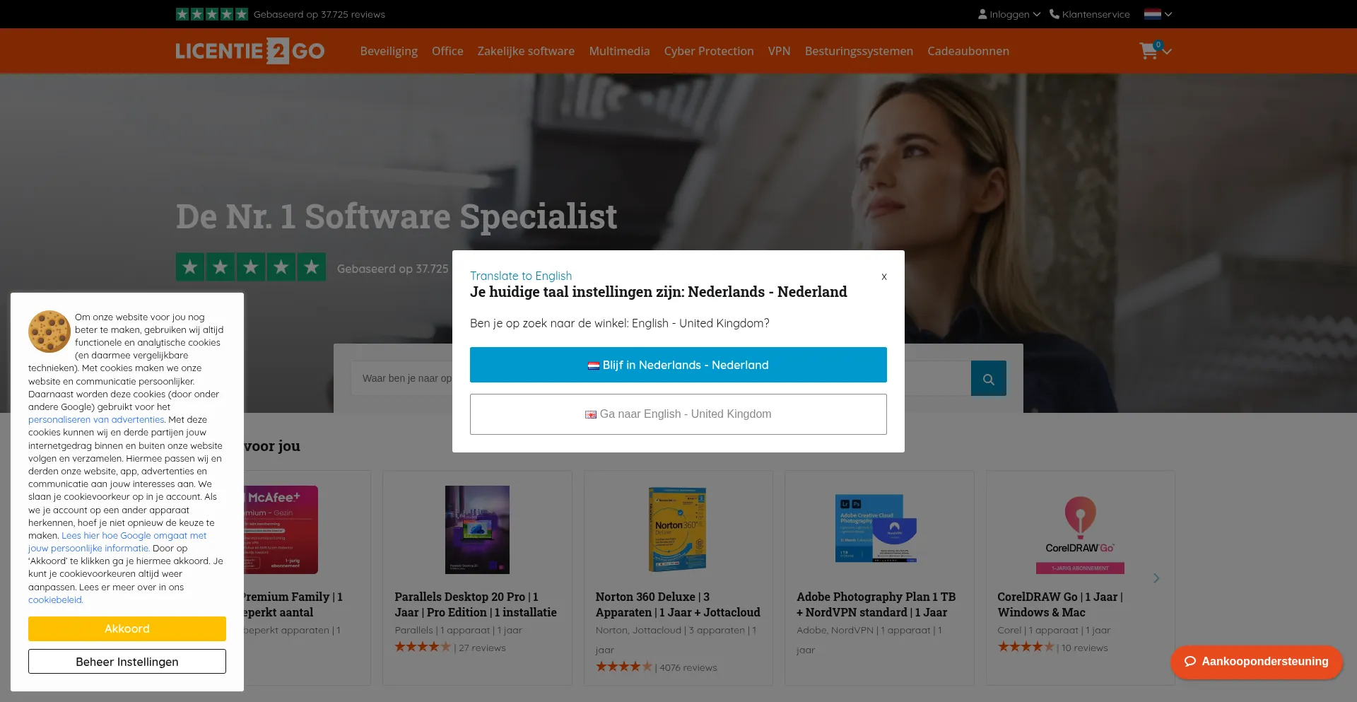 Website screenshot of Licentie2go.com