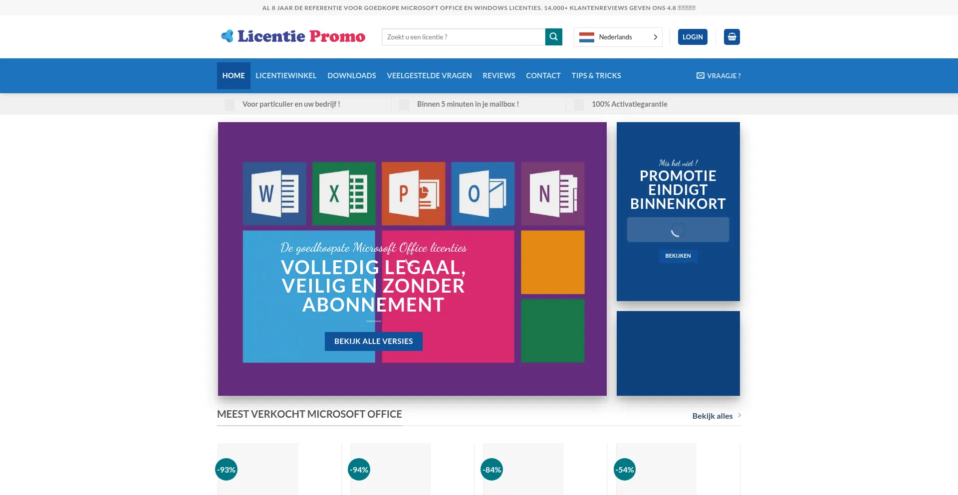 Website screenshot of Licentiepromo.be