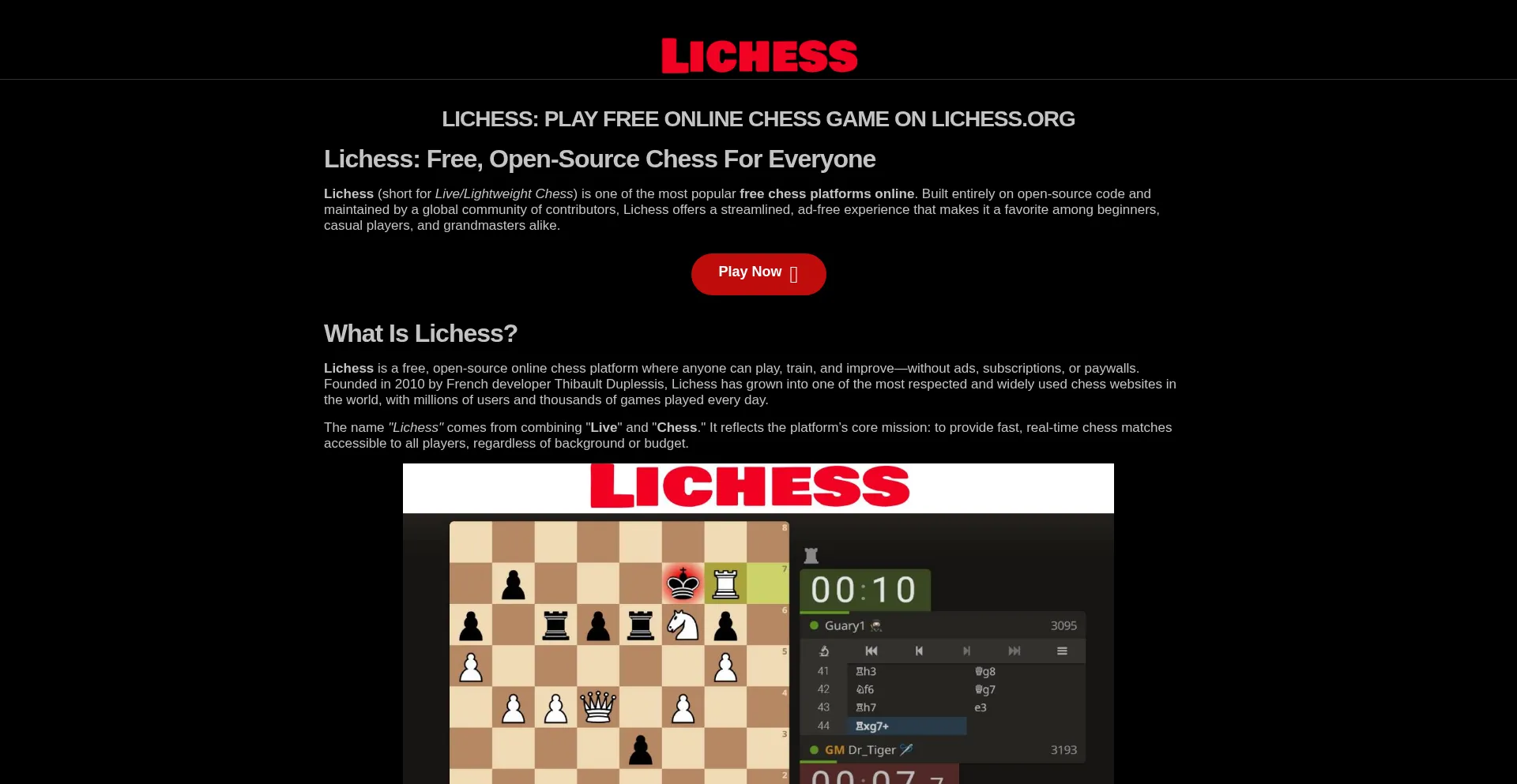 Website screenshot of Lichess.my