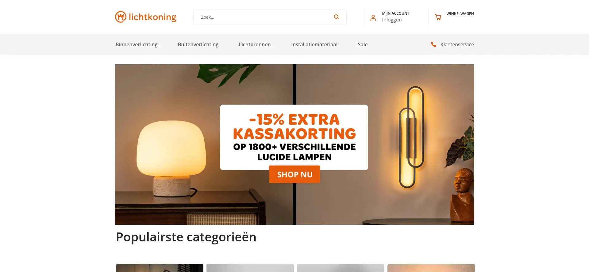 Website screenshot of Lichtkoning.nl