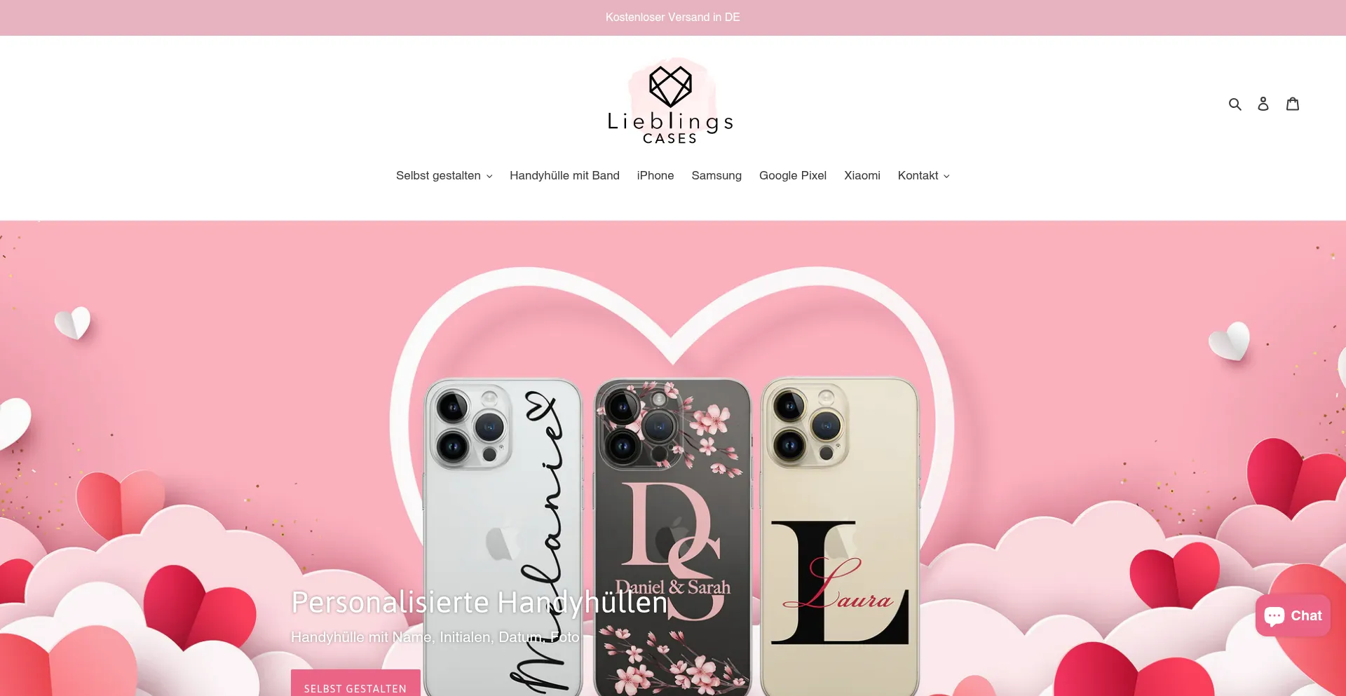 Website screenshot of Lieblingscases.de