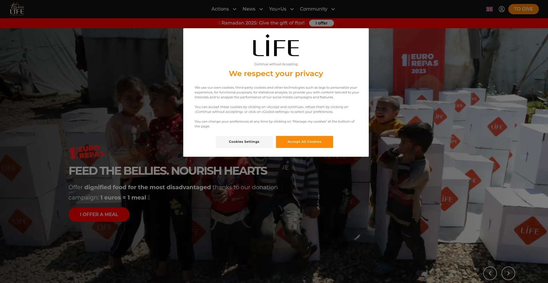 Website screenshot of Life-ong.org