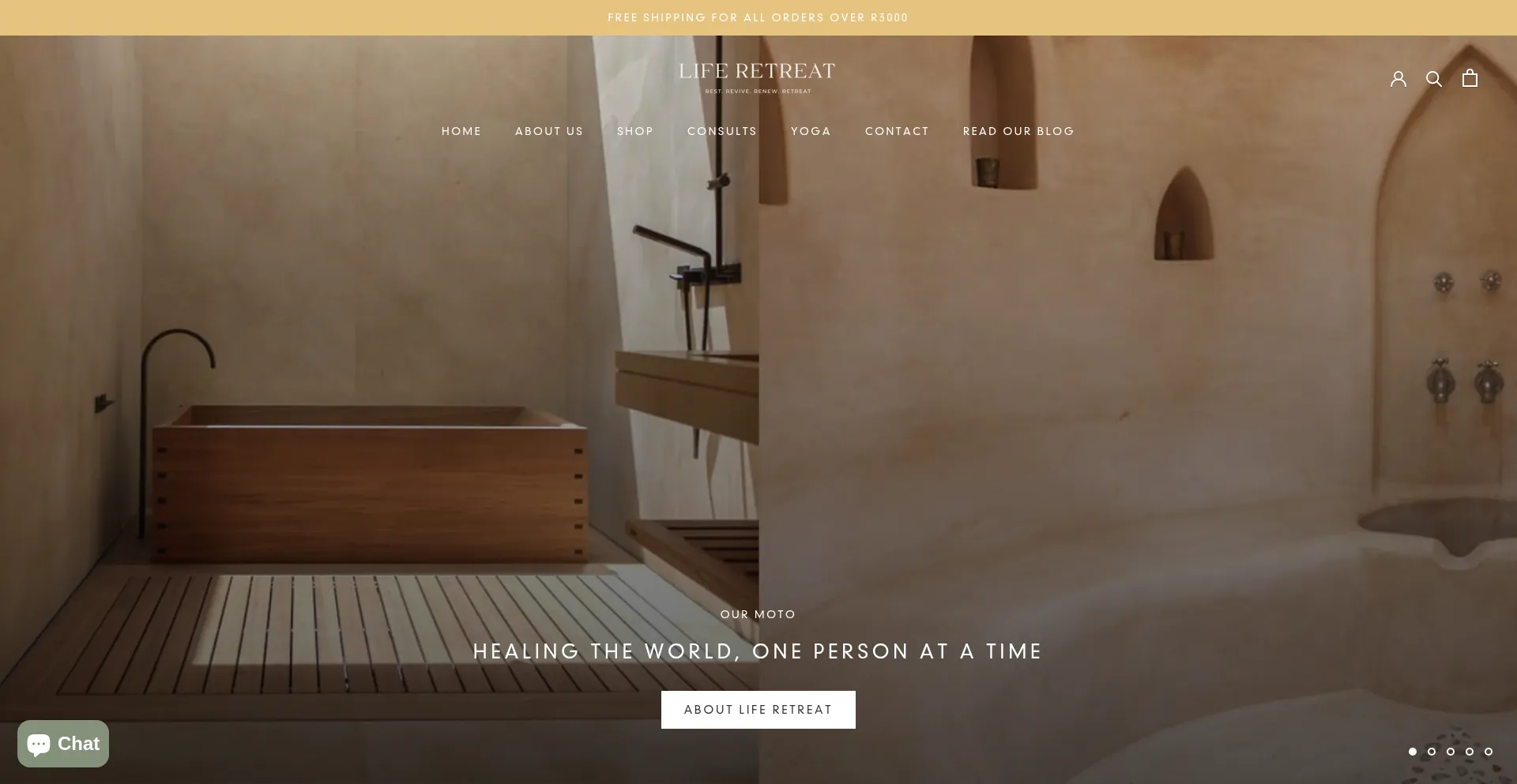 Website screenshot of Liferetreat.co.za