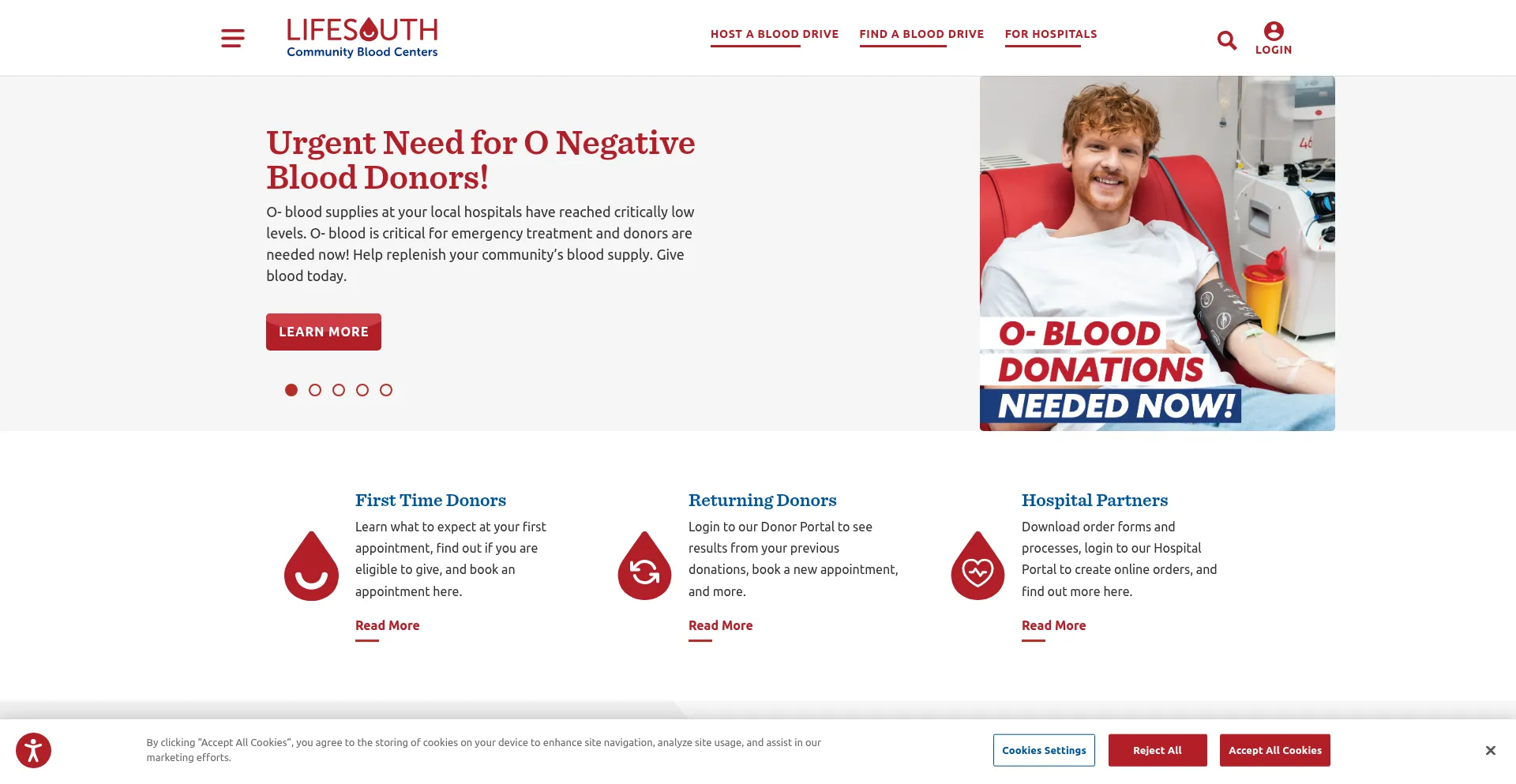 Website screenshot of Lifesouth.org