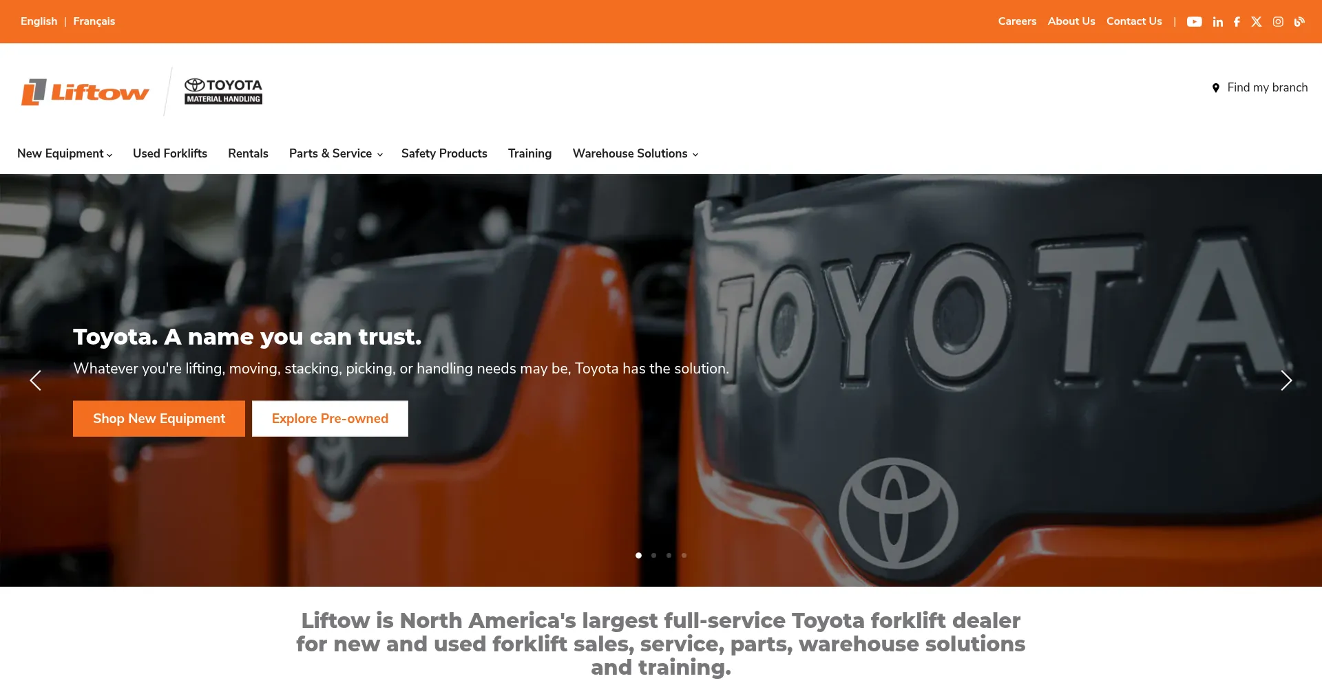 Website screenshot of Liftow.com
