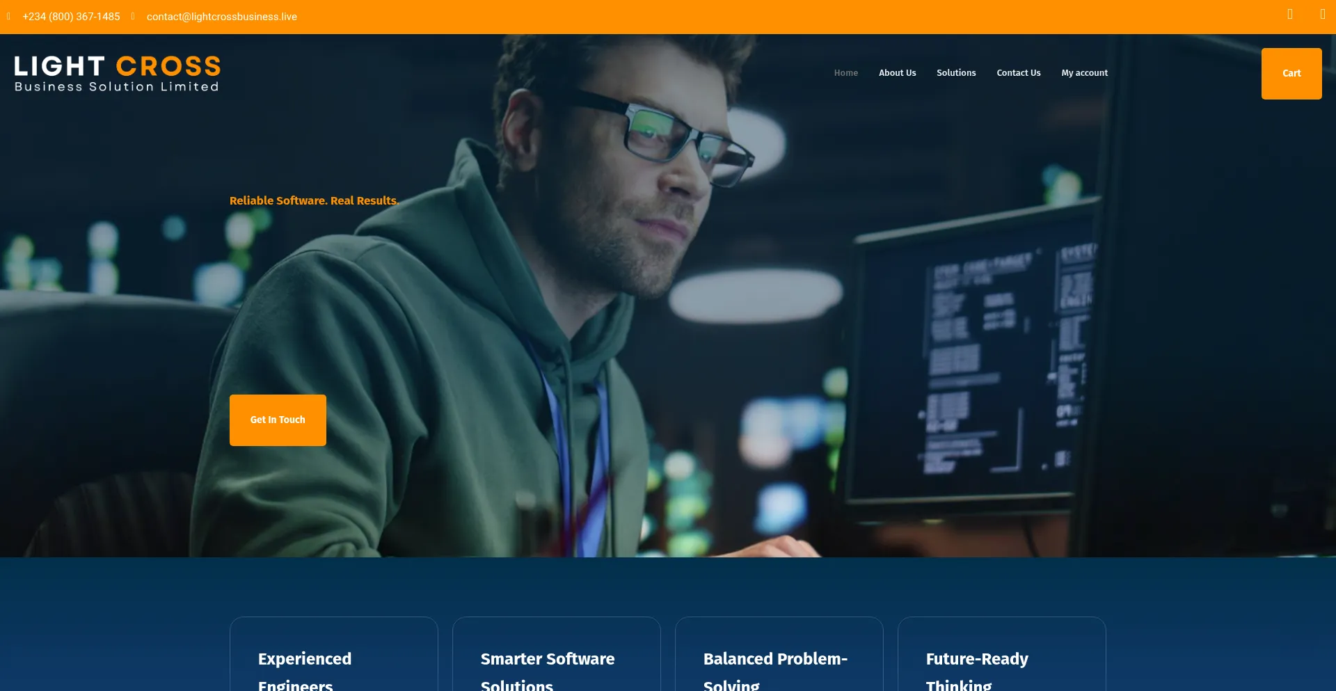 Website screenshot of Lightcrossbusiness.live