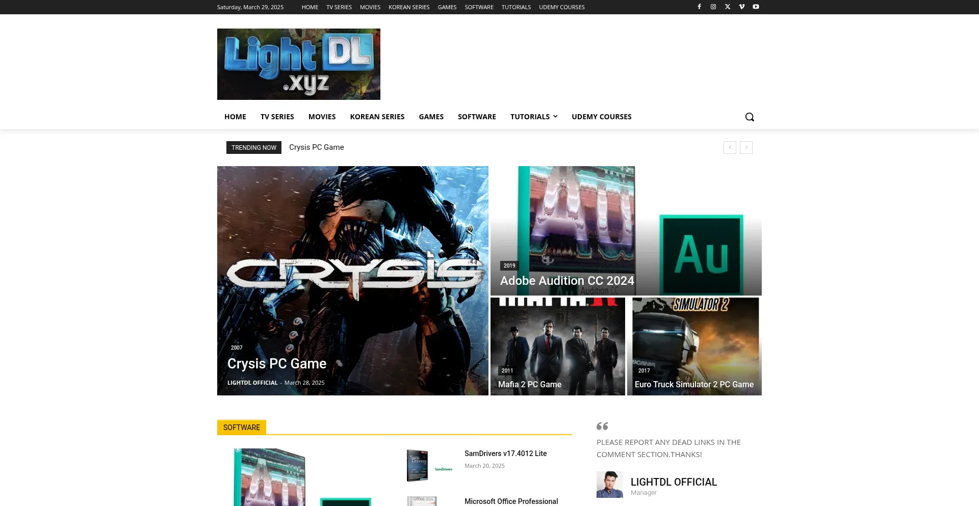 Website screenshot of Lightdload.xyz
