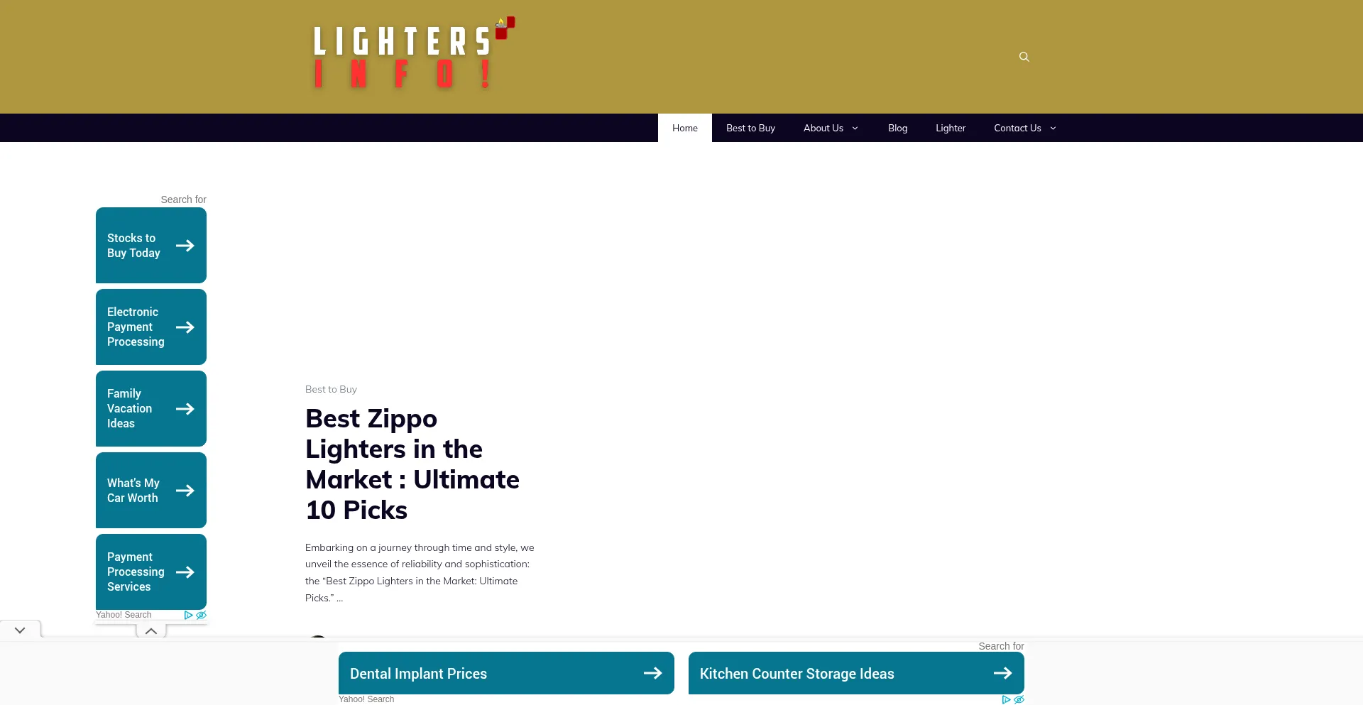 Website screenshot of Lightersinfo.com