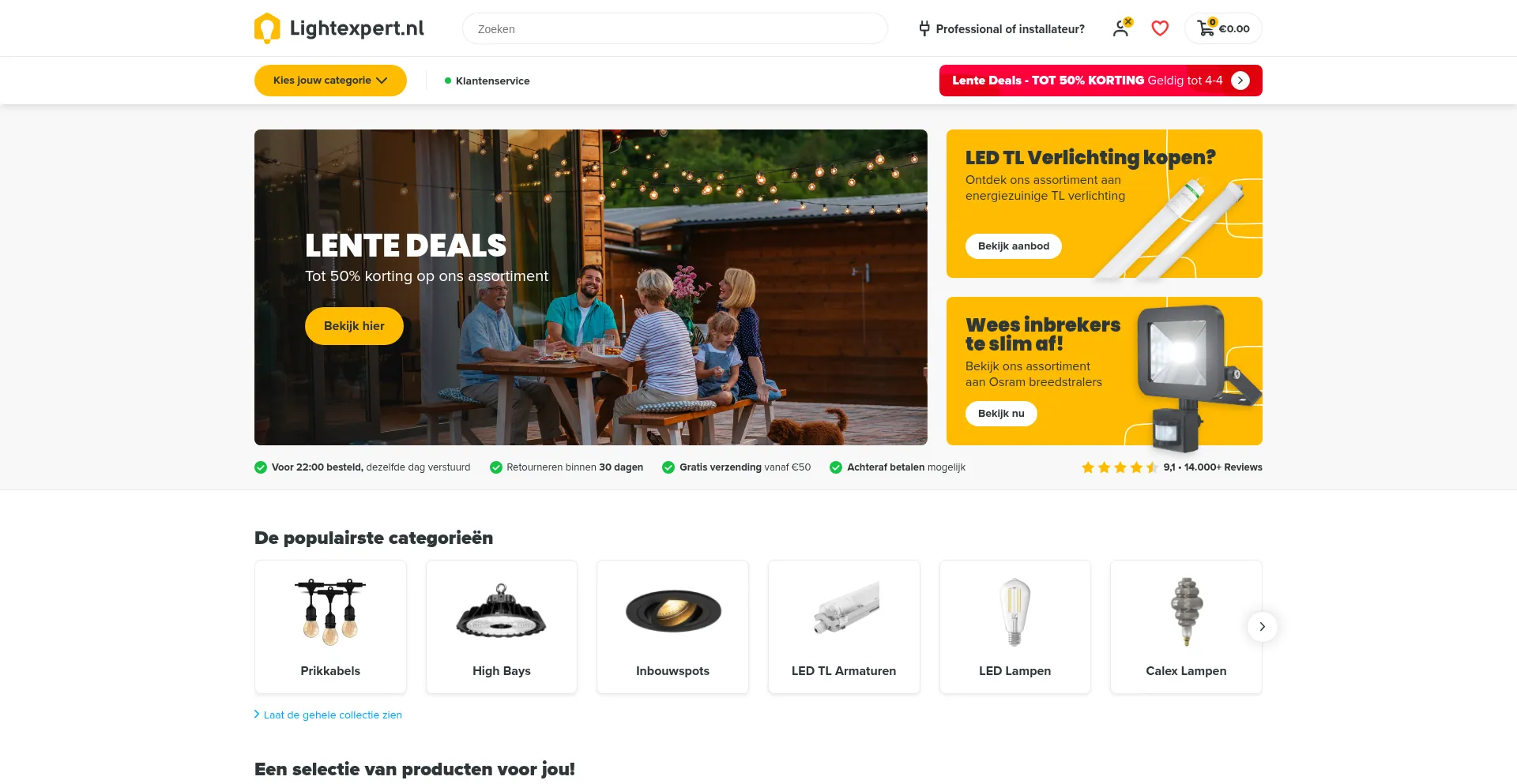 Website screenshot of Lightexpert.nl