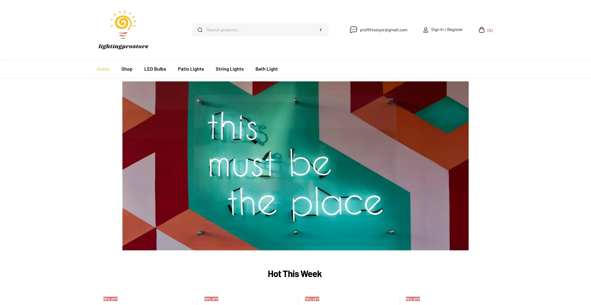 Website screenshot of Lightingprostore.com