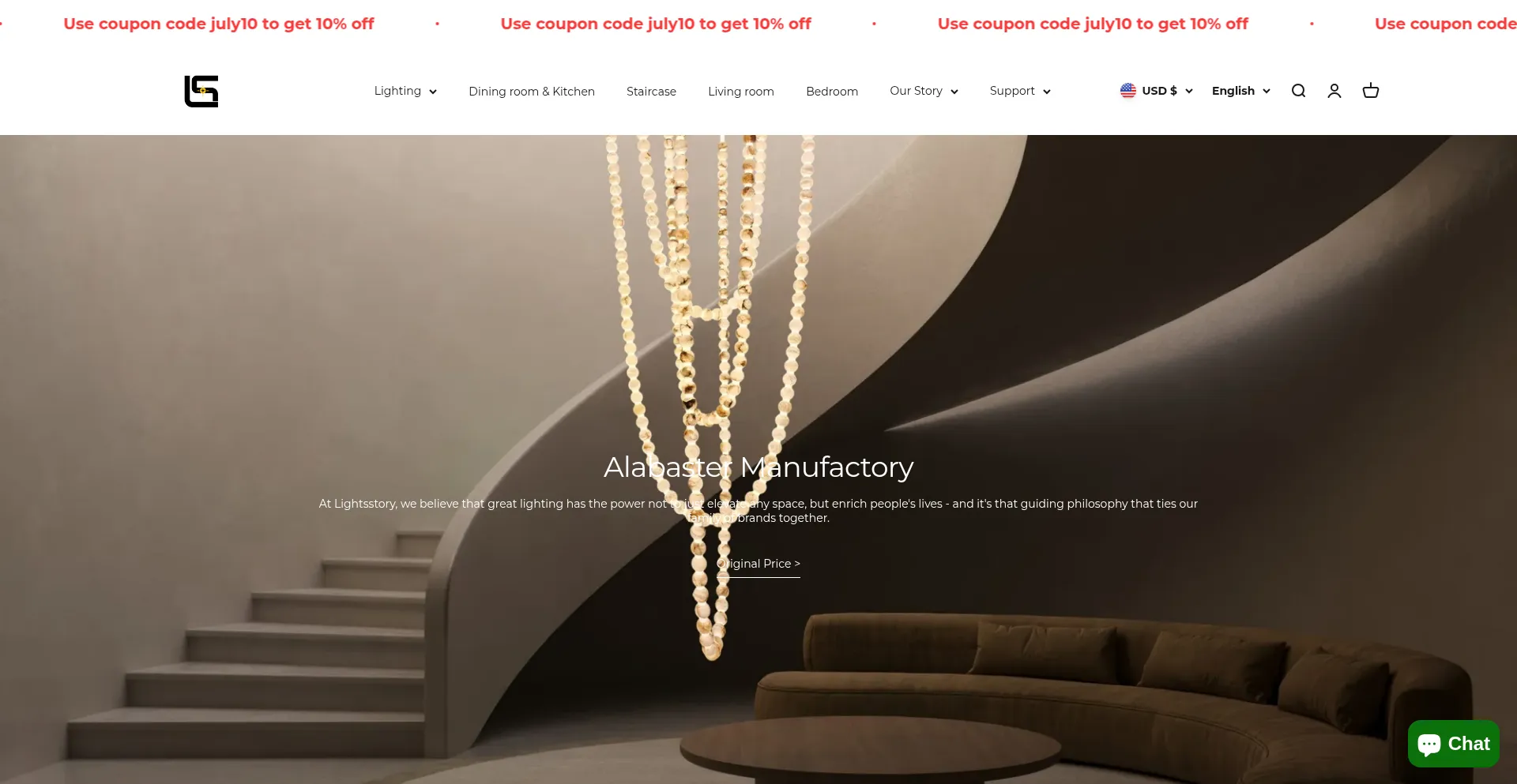 Website screenshot of Lightsstory.com