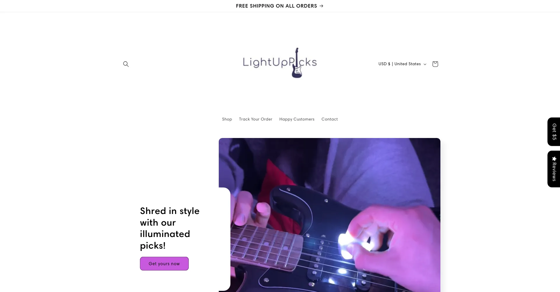 Website screenshot of Lightuppicks.com