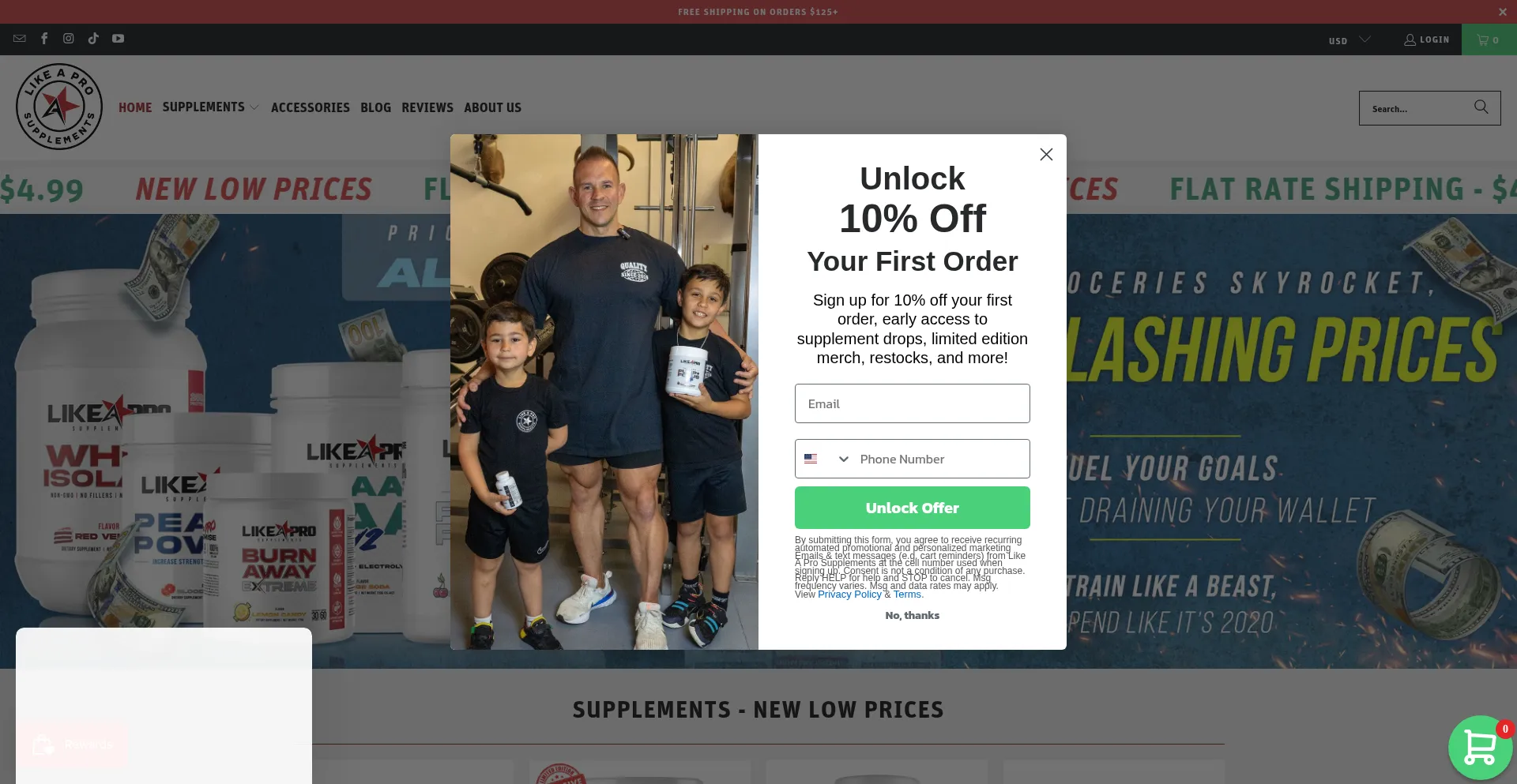 Website screenshot of Likeaprosupplements.com