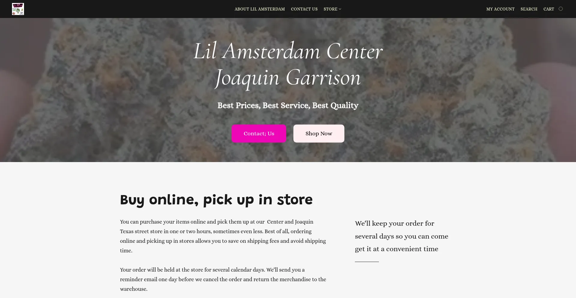 Website screenshot of Lilamsterdam.shop
