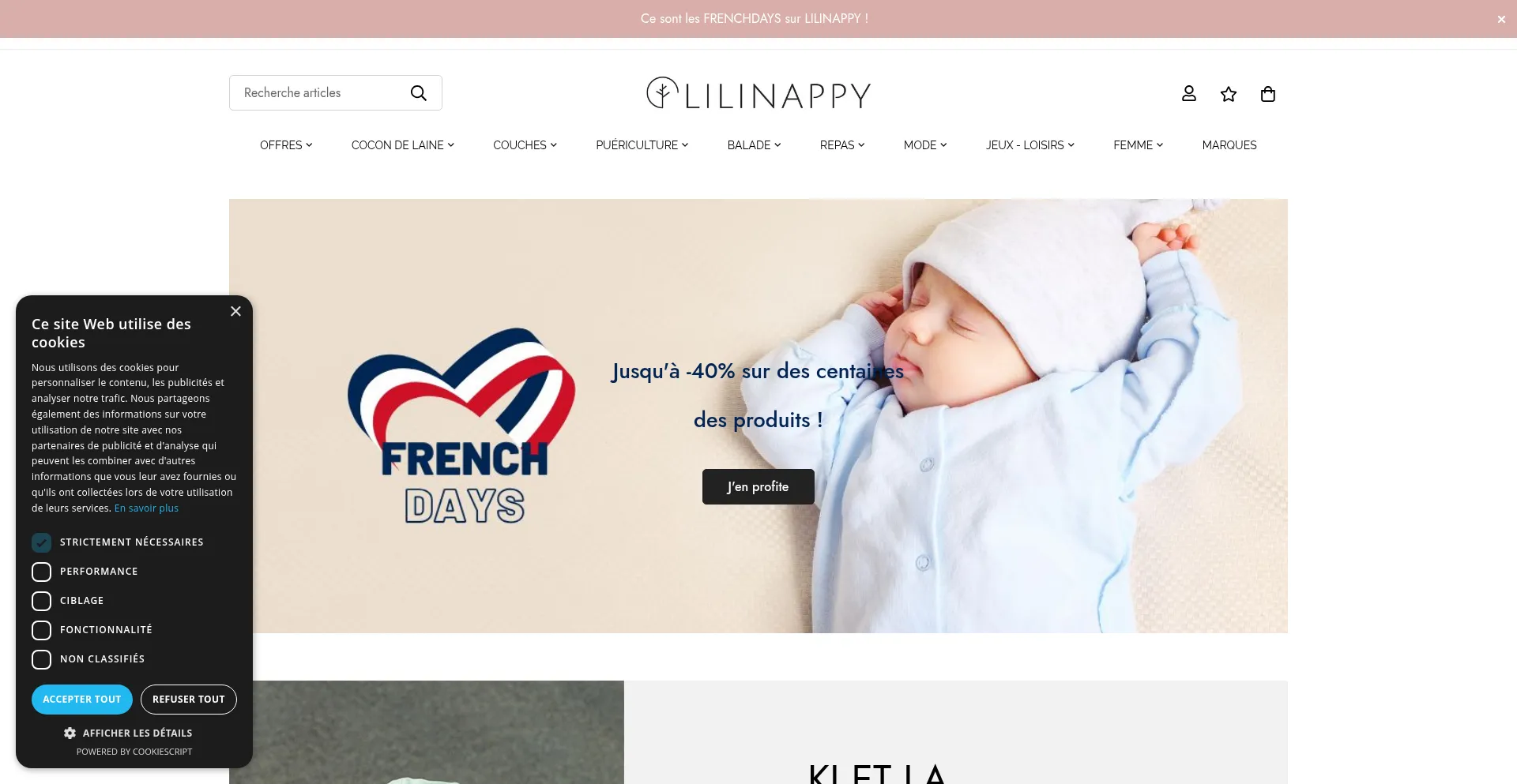 Website screenshot of Lilinappy.fr