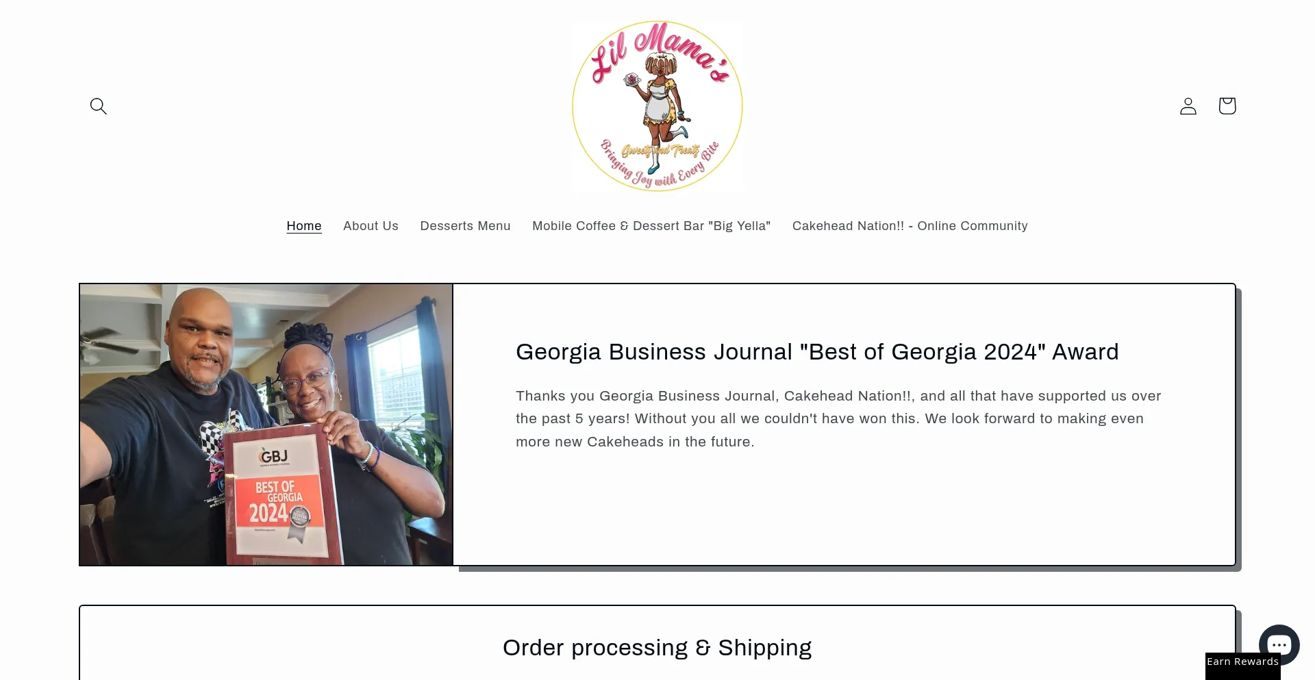 Website screenshot of Lilmamasweets.com