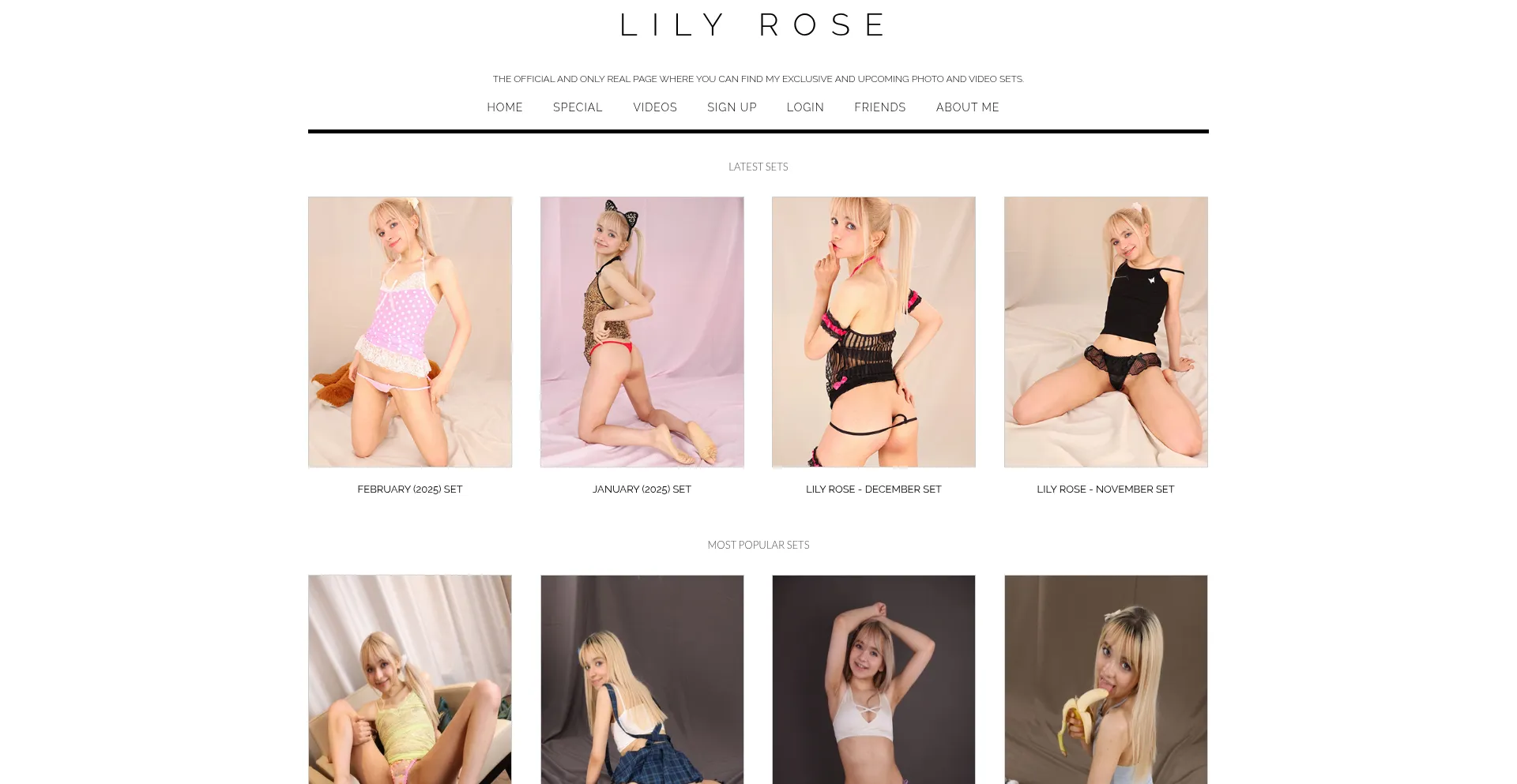Website screenshot of Lilyroseofficial.net