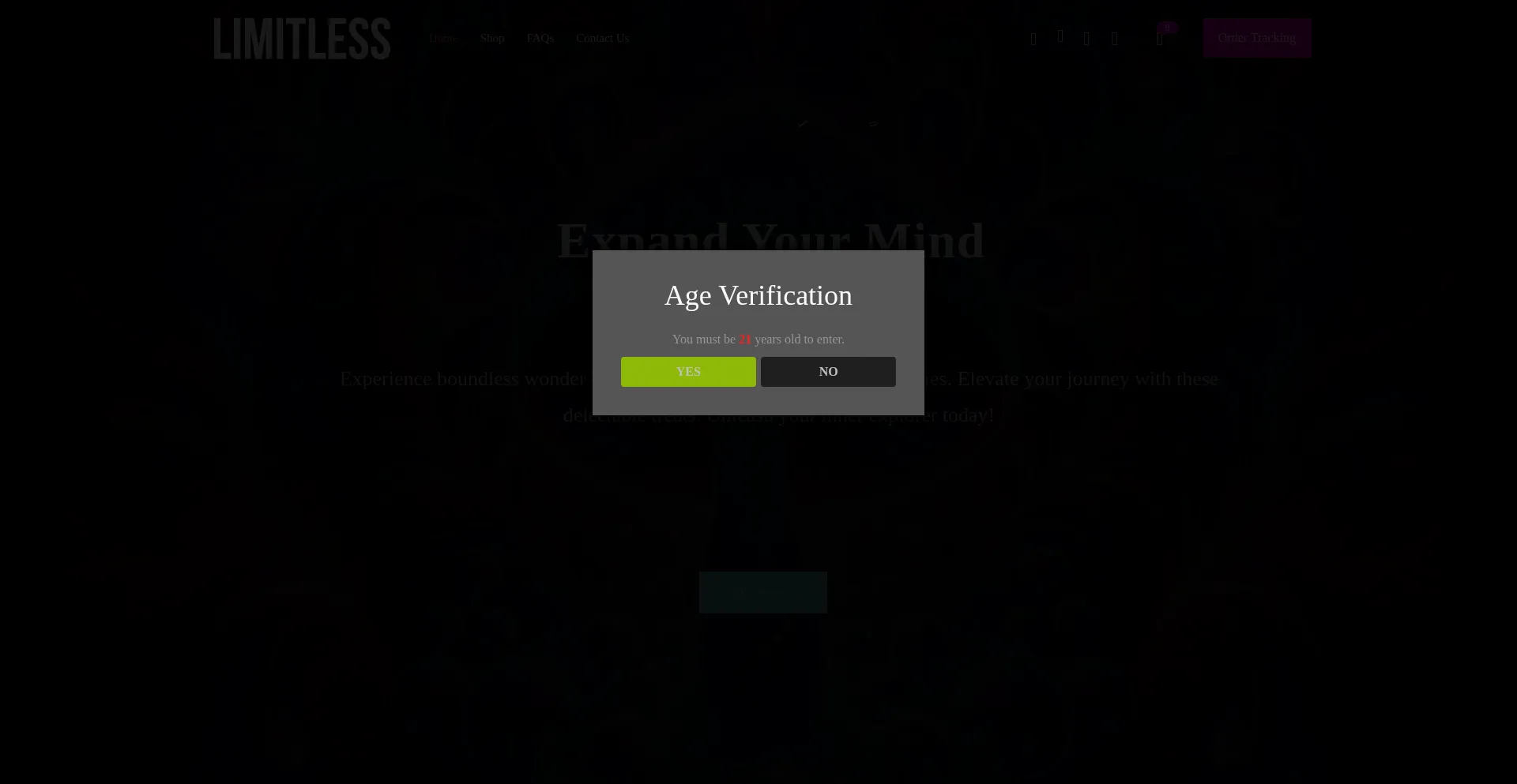 Website screenshot of Limitlessshroom.com
