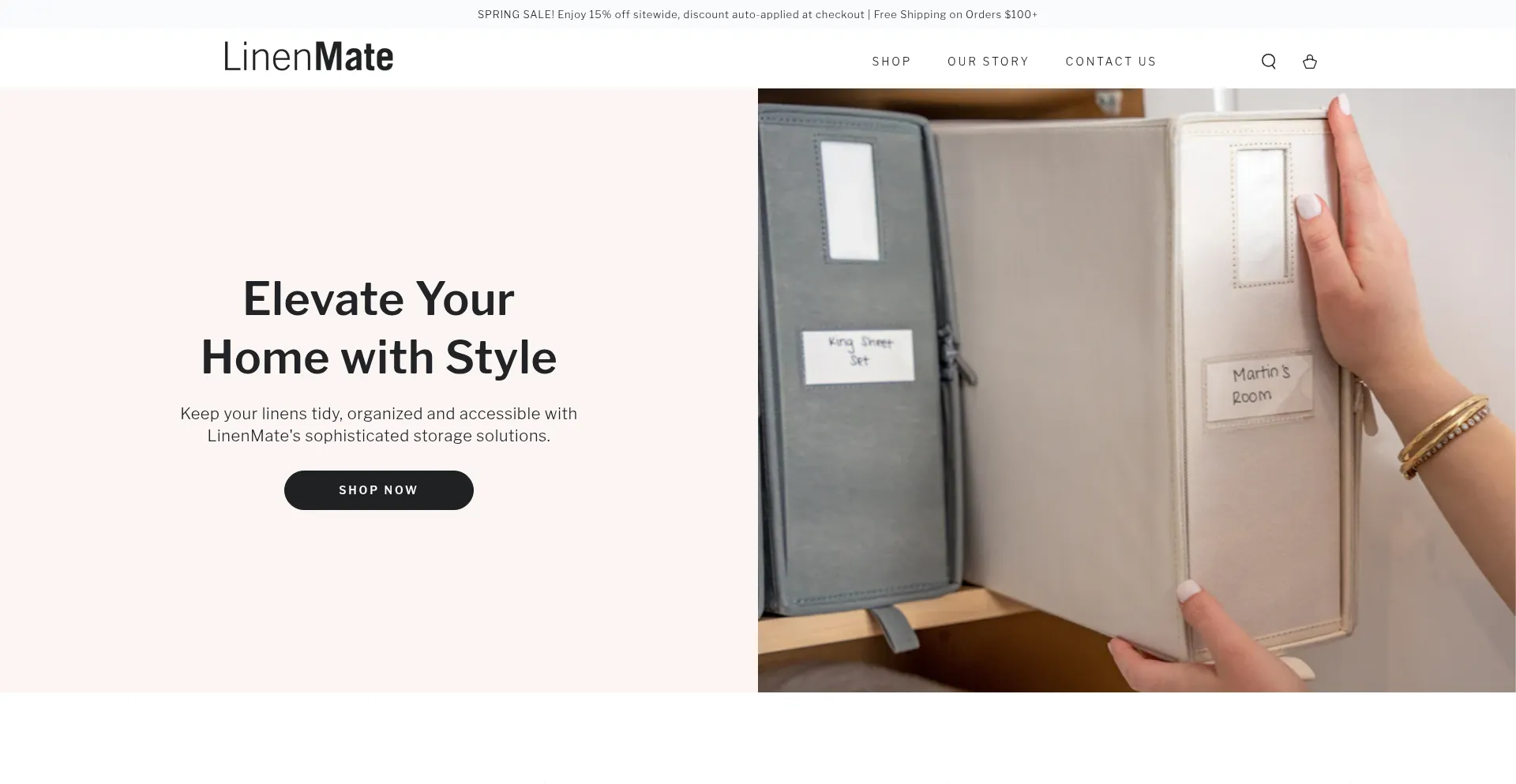 Website screenshot of Linenmate.co