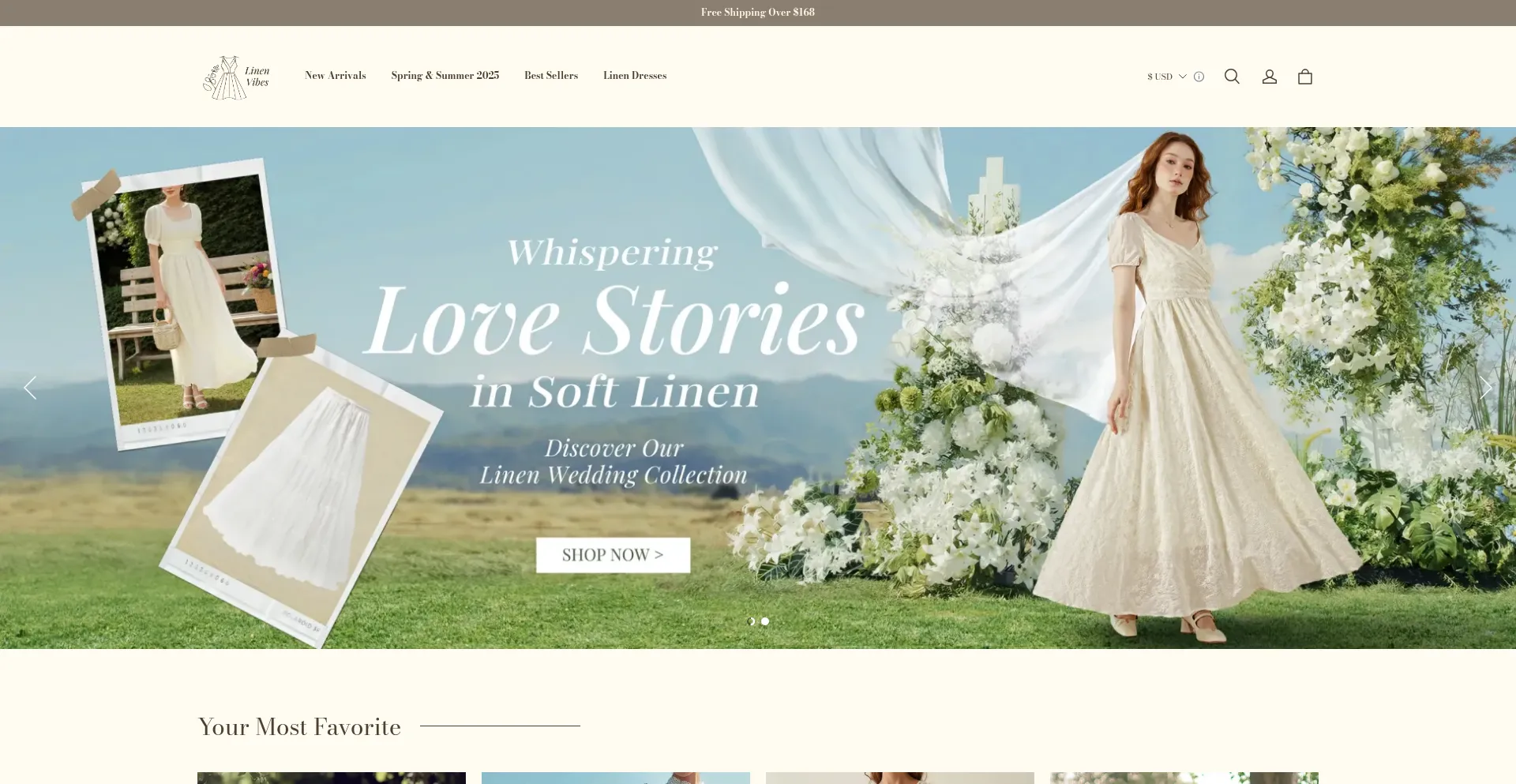 Website screenshot of Linenvibes.com