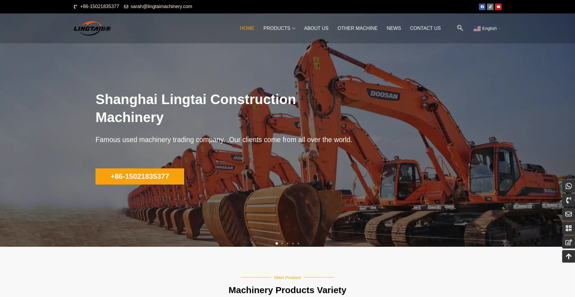 Website screenshot of Lingtaimachinery.com