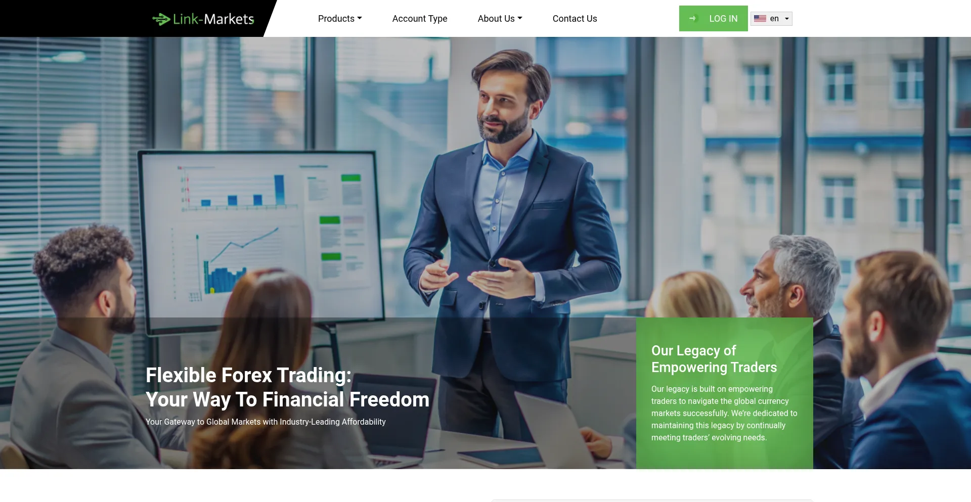 Website screenshot of Link-markets.com