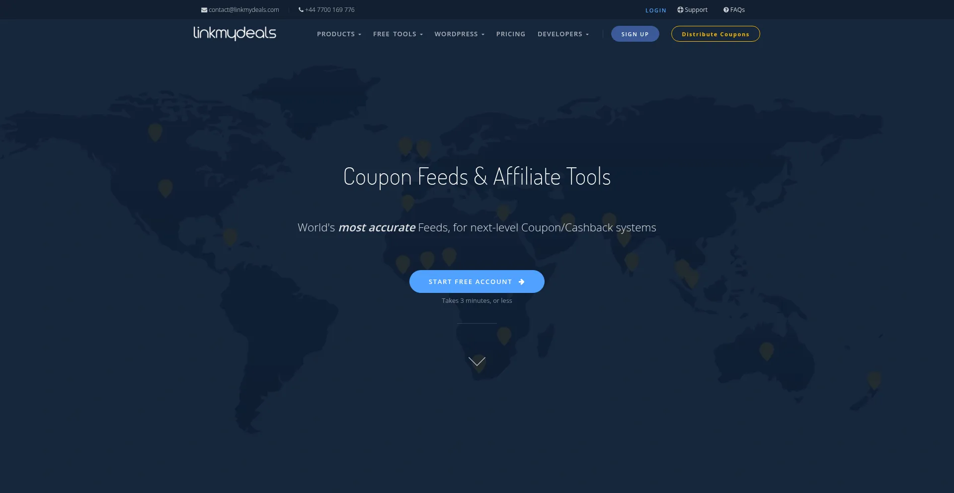 Website screenshot of Linkmydeals.com