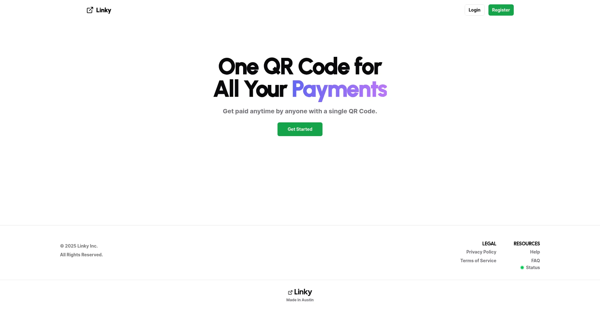 Website screenshot of Linky.ai