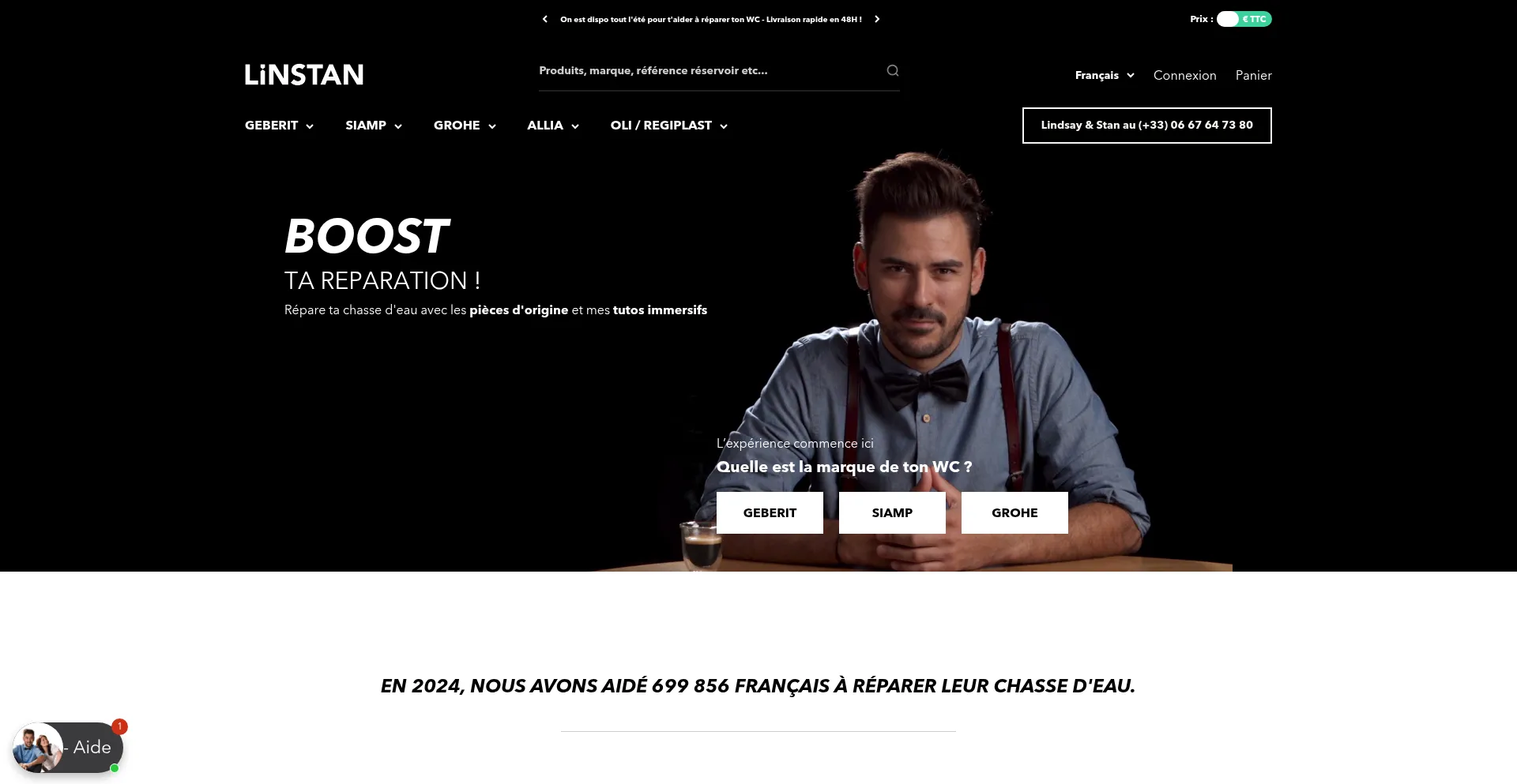 Website screenshot of Linstan.fr