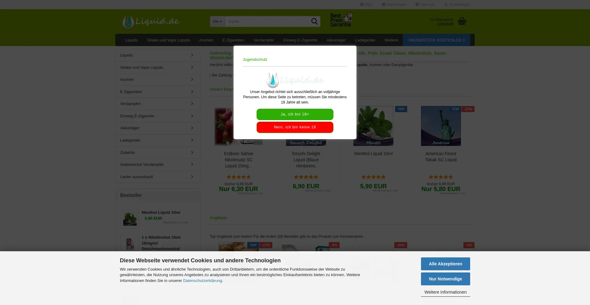 Website screenshot of Liquid.de